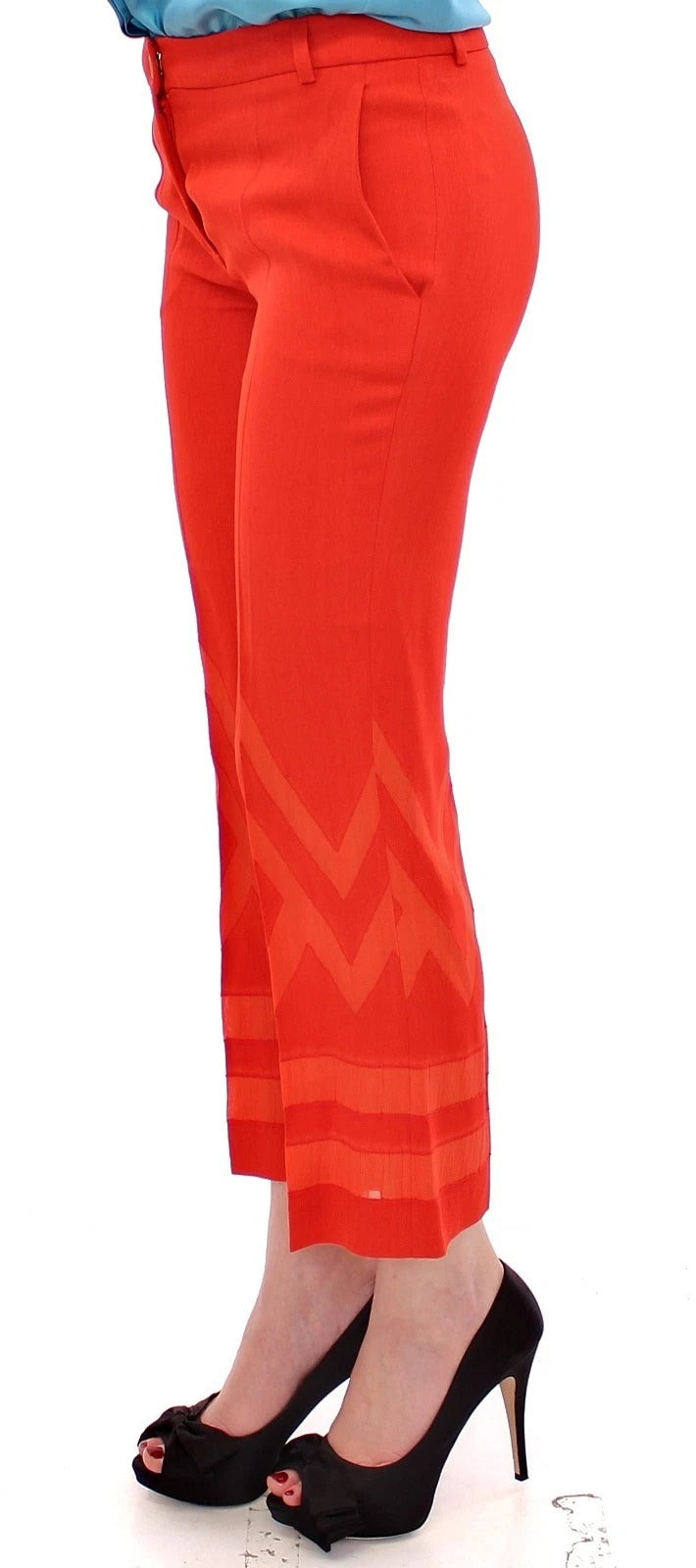 Versace Collection Red Women's Cropped 3/4 Short Nude Capri Women's Pants