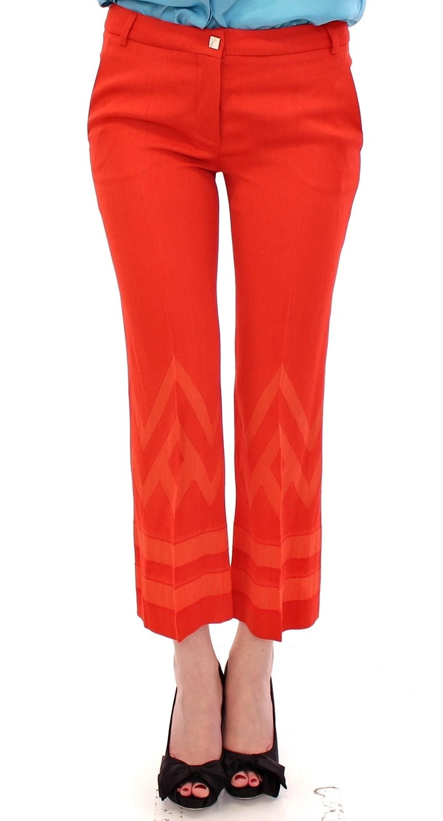 Versace Collection Red Women's Cropped 3/4 Short Nude Capri Women's Pants