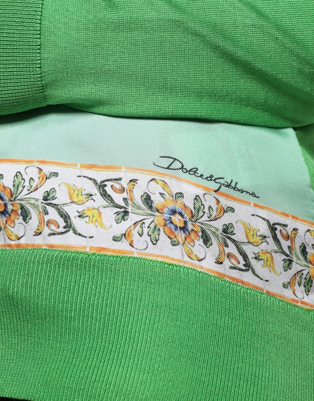 Dolce & Gabbana Green Lemon Print Pullover Silk Women Women's Sweater (Pre-Owned)