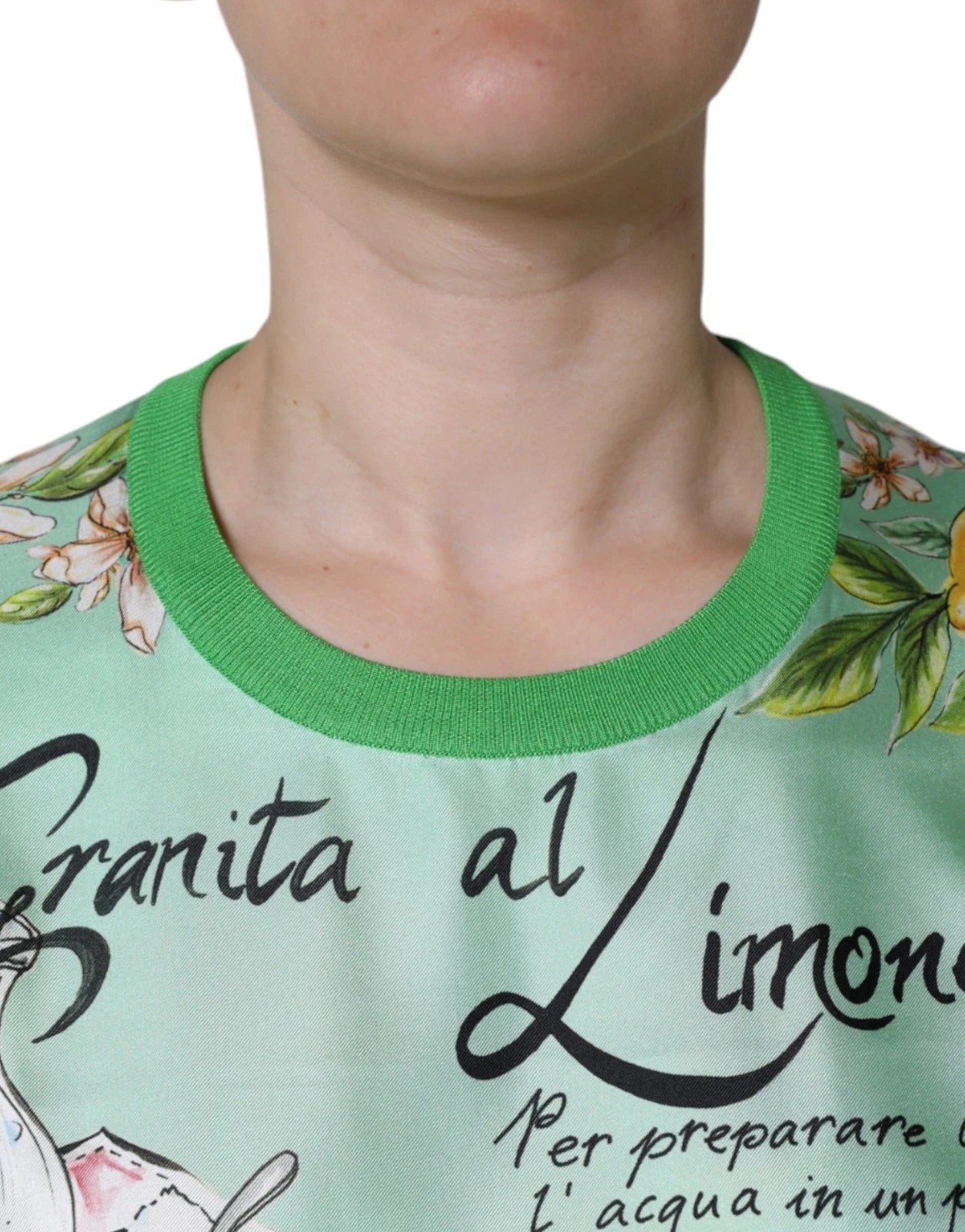 Dolce & Gabbana Green Lemon Print Pullover Silk Women Women's Sweater (Pre-Owned)