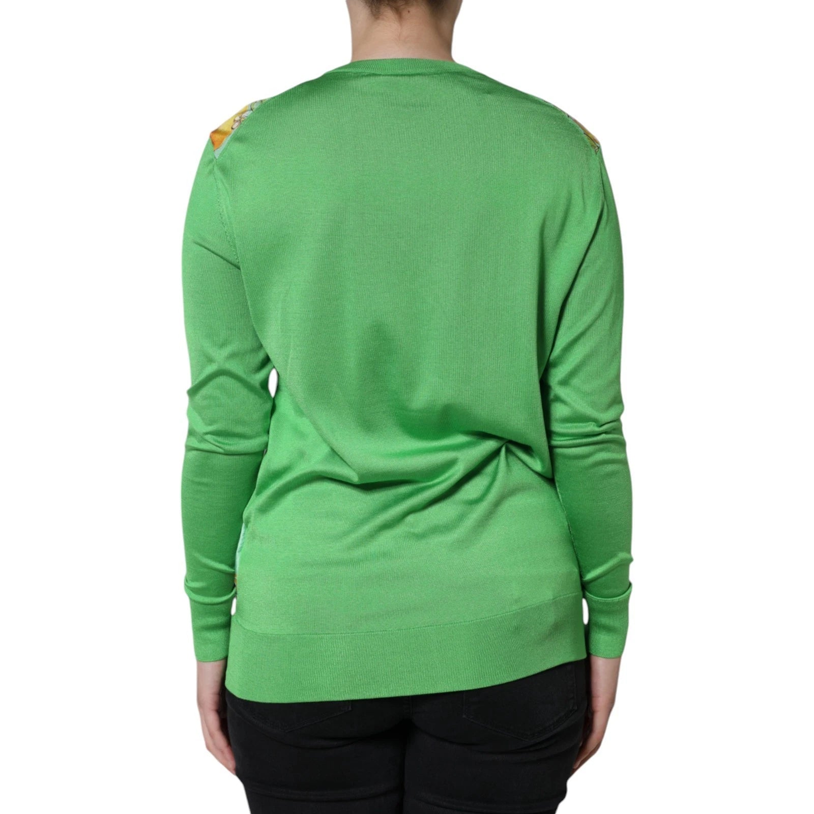 Dolce & Gabbana Green Lemon Print Pullover Silk Women Women's Sweater (Pre-Owned)