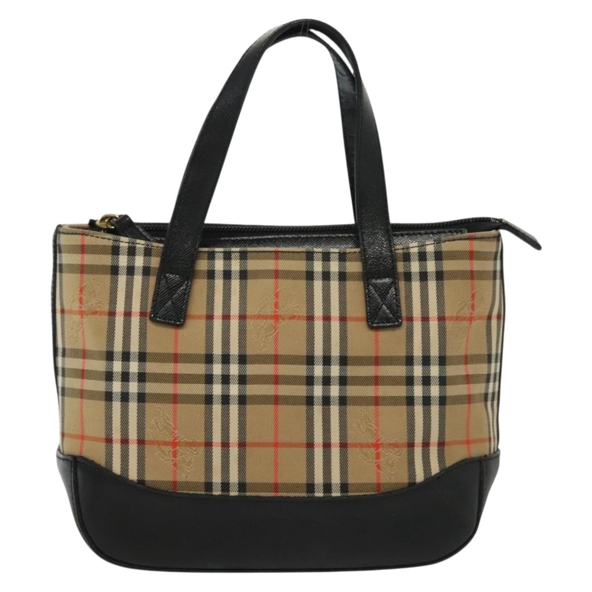 Burberry Nova Check Pattern Beige Canvas Bag (Pre-Owned)