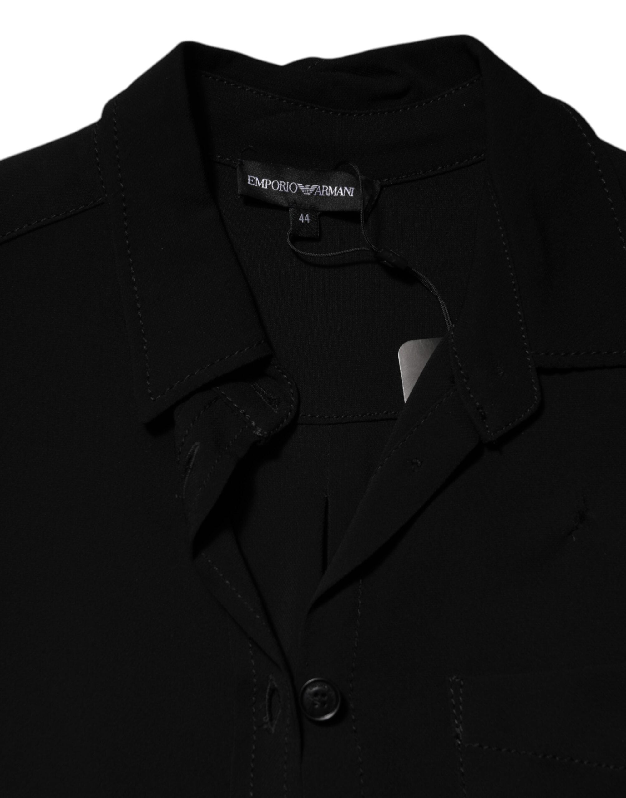 Emporio Armani Black Viscose Blend Shirt Style Belted Women's Dress (Pre-Owned)