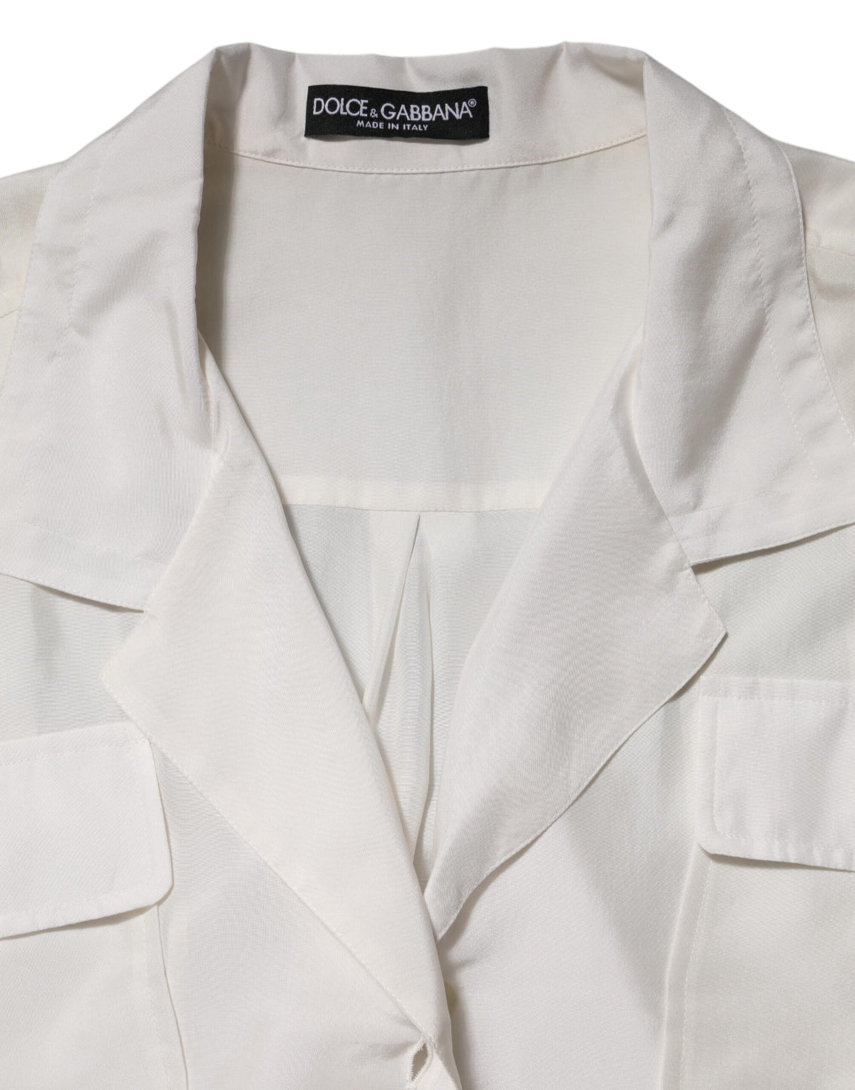 Dolce & Gabbana White Silk Collared 3/4 Sleeves Blouse Women's Top