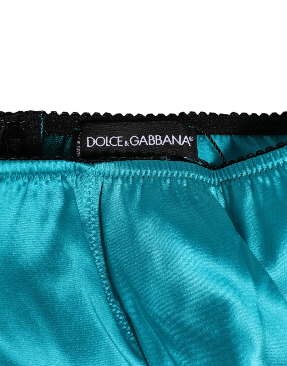 Dolce & Gabbana Aqua Green Satin High-Waist Briefs Women's Underwear
