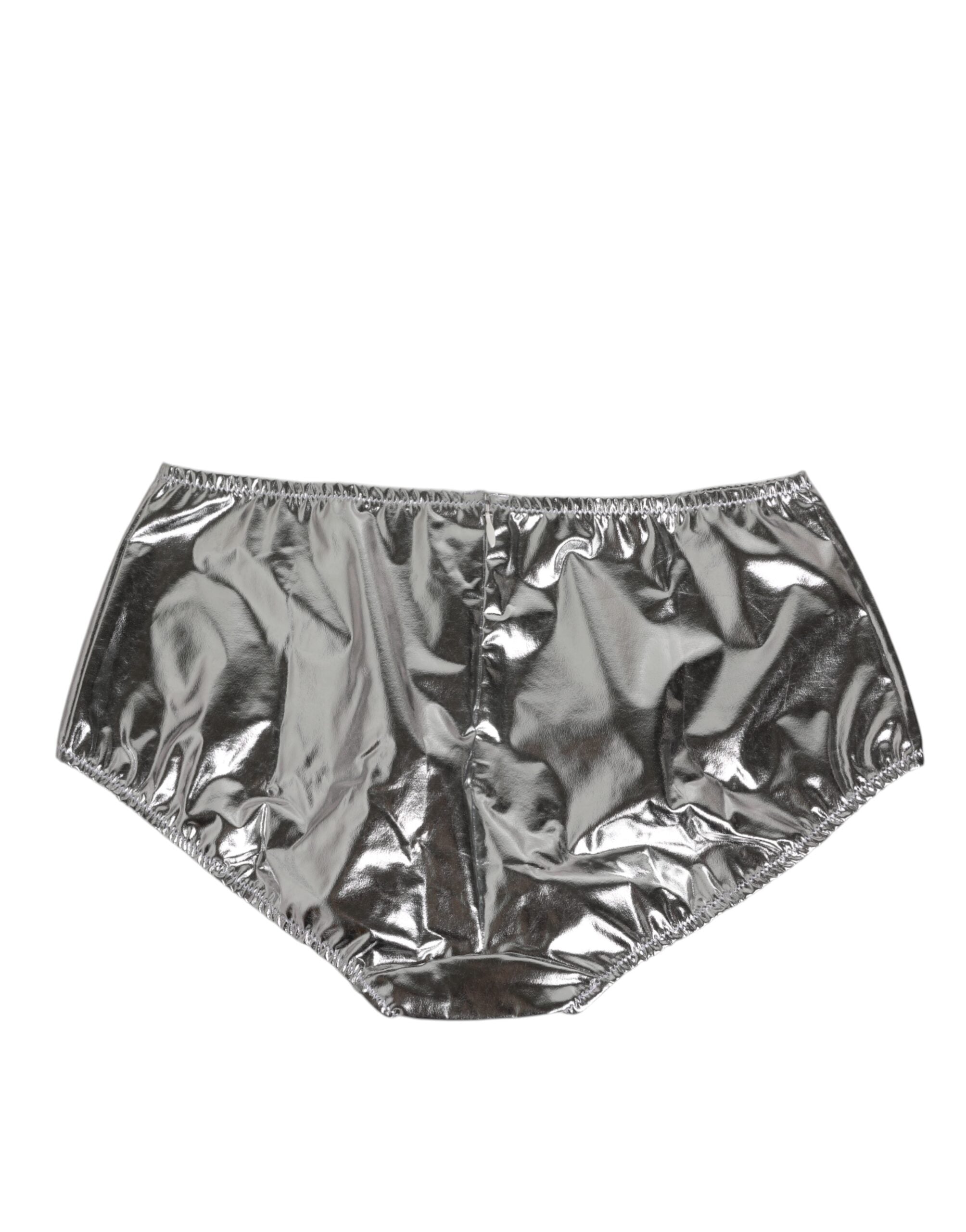 Dolce & Gabbana Silver Metallic High Waist Bikini Bottom Women Women's Underwear