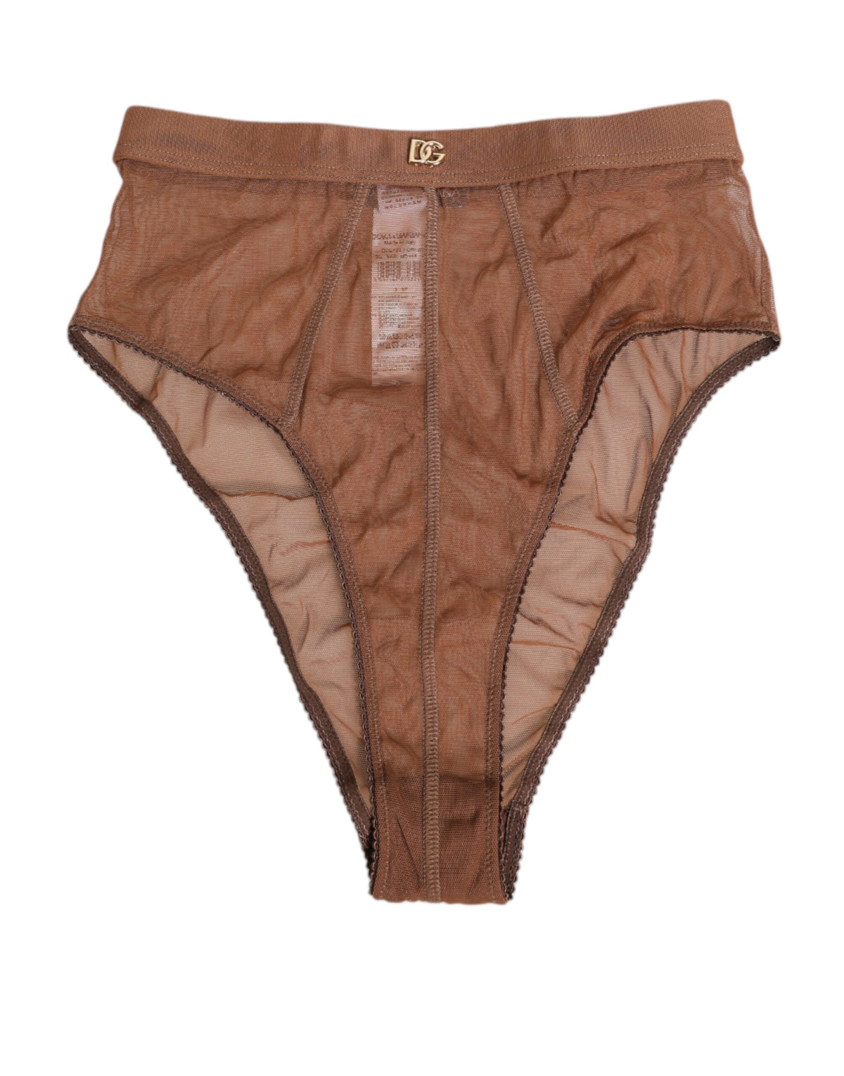 Dolce & Gabbana Brown Sheer Mesh High Waist Briefs Women's Underwear