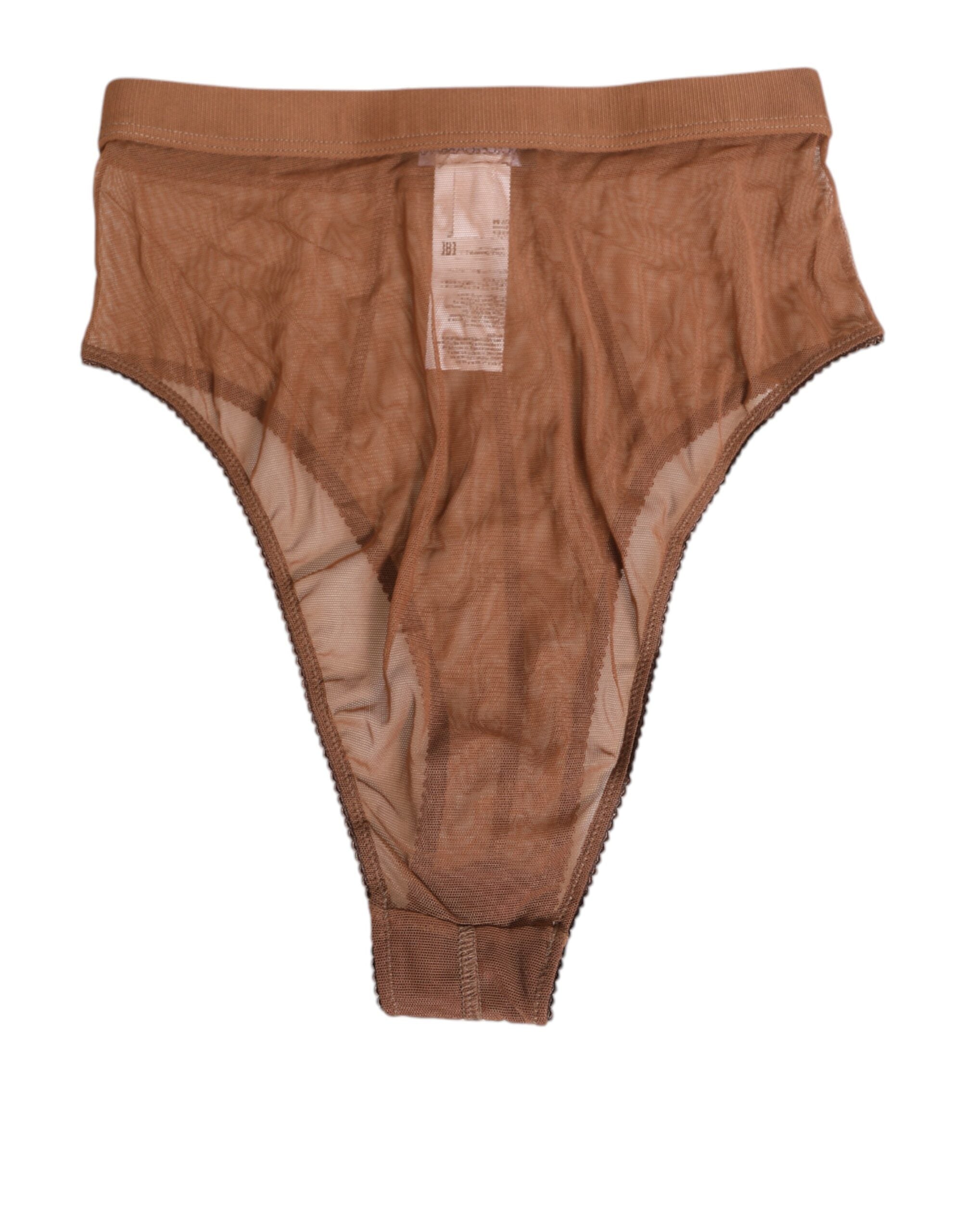 Dolce & Gabbana Brown Sheer Mesh High Waist Briefs Women's Underwear
