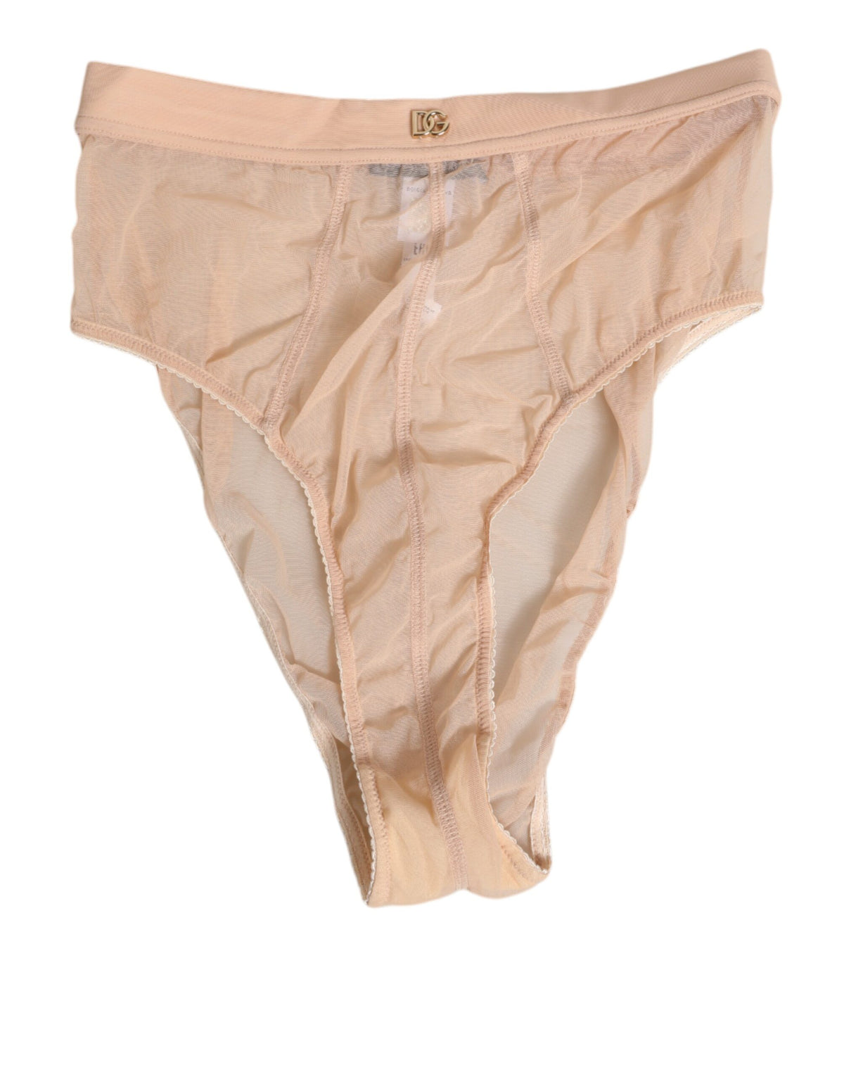 Dolce & Gabbana Beige Sheer Mesh High Waist Panty Women's Underwear