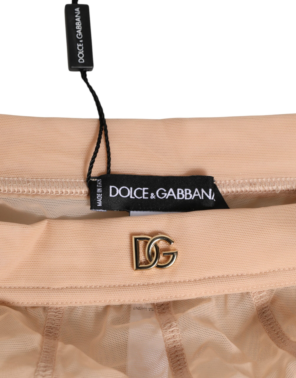 Dolce & Gabbana Beige Sheer Mesh High Waist Panty Women's Underwear