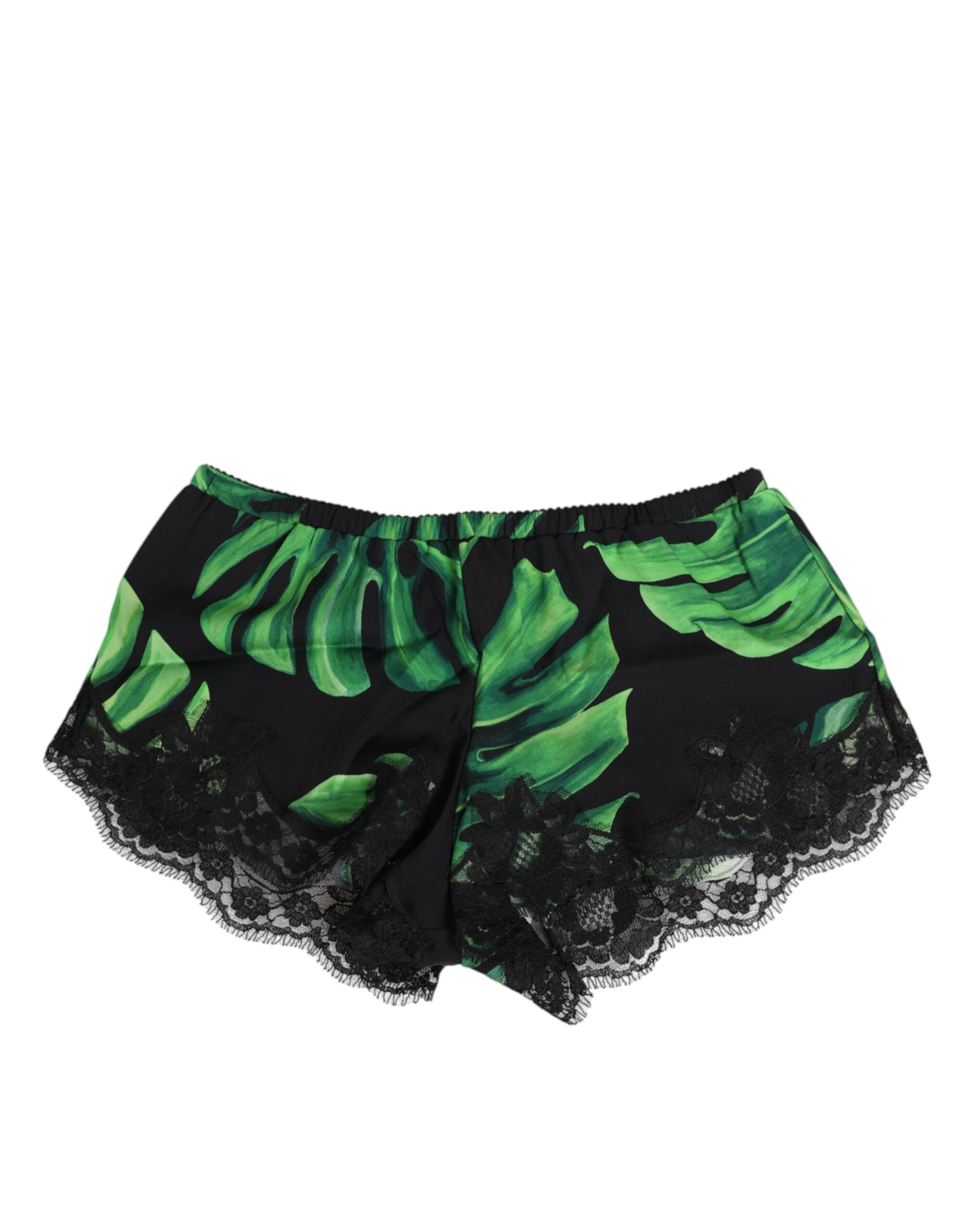 Dolce & Gabbana Black Green Tropical Print Lace Women's Underwear