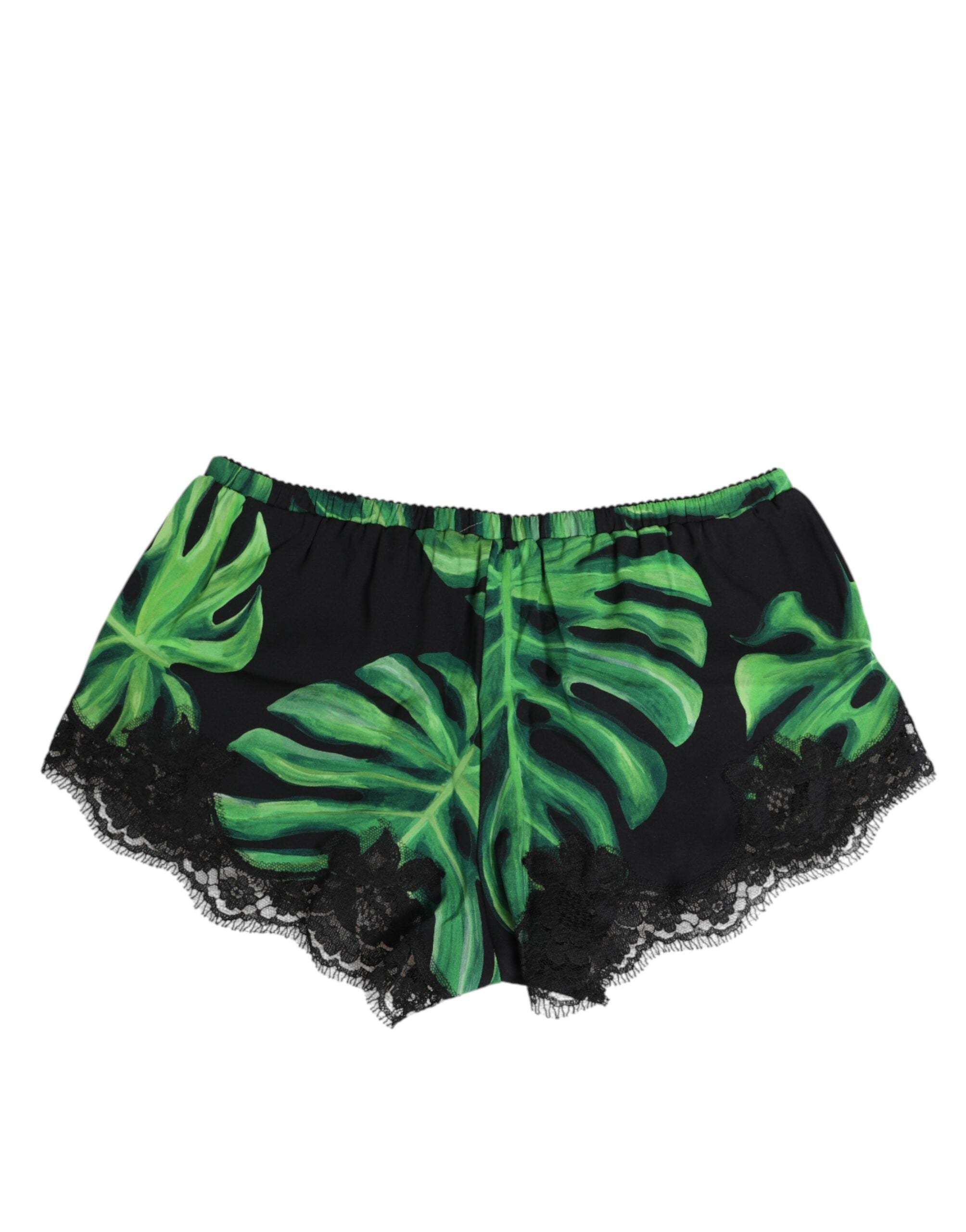 Dolce & Gabbana Black Green Tropical Print Lace Women's Underwear