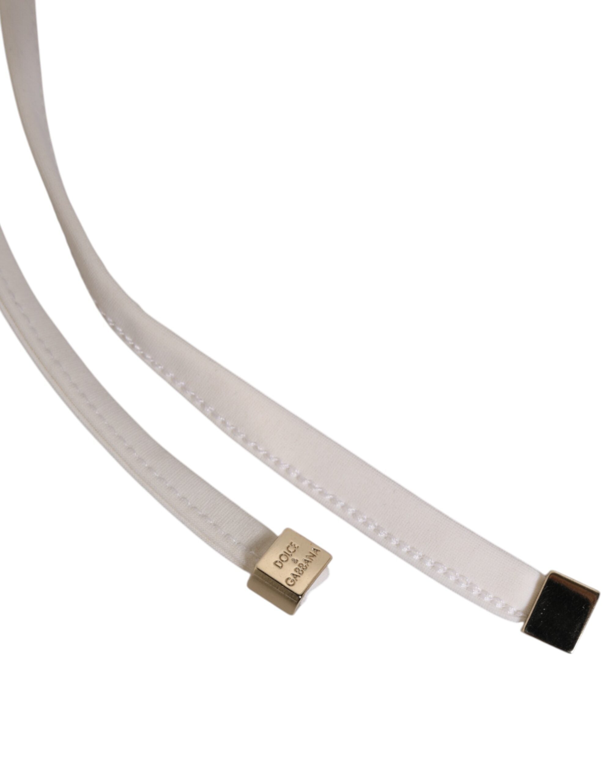 Dolce & Gabbana White Yellow Stripe Tie Side Logo Women's Underwear