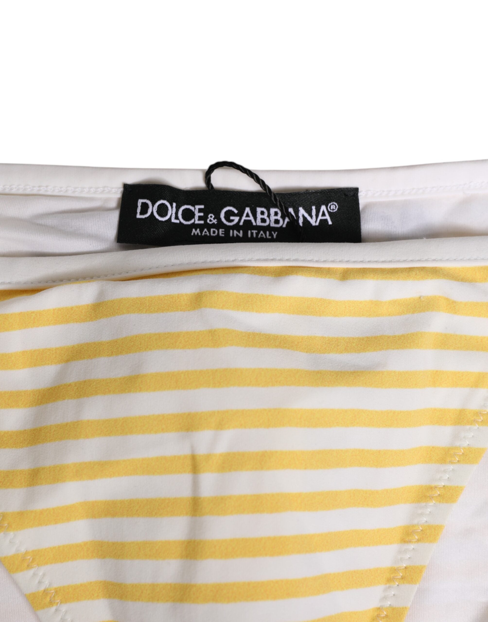 Dolce & Gabbana White Yellow Stripe Tie Side Logo Women's Underwear
