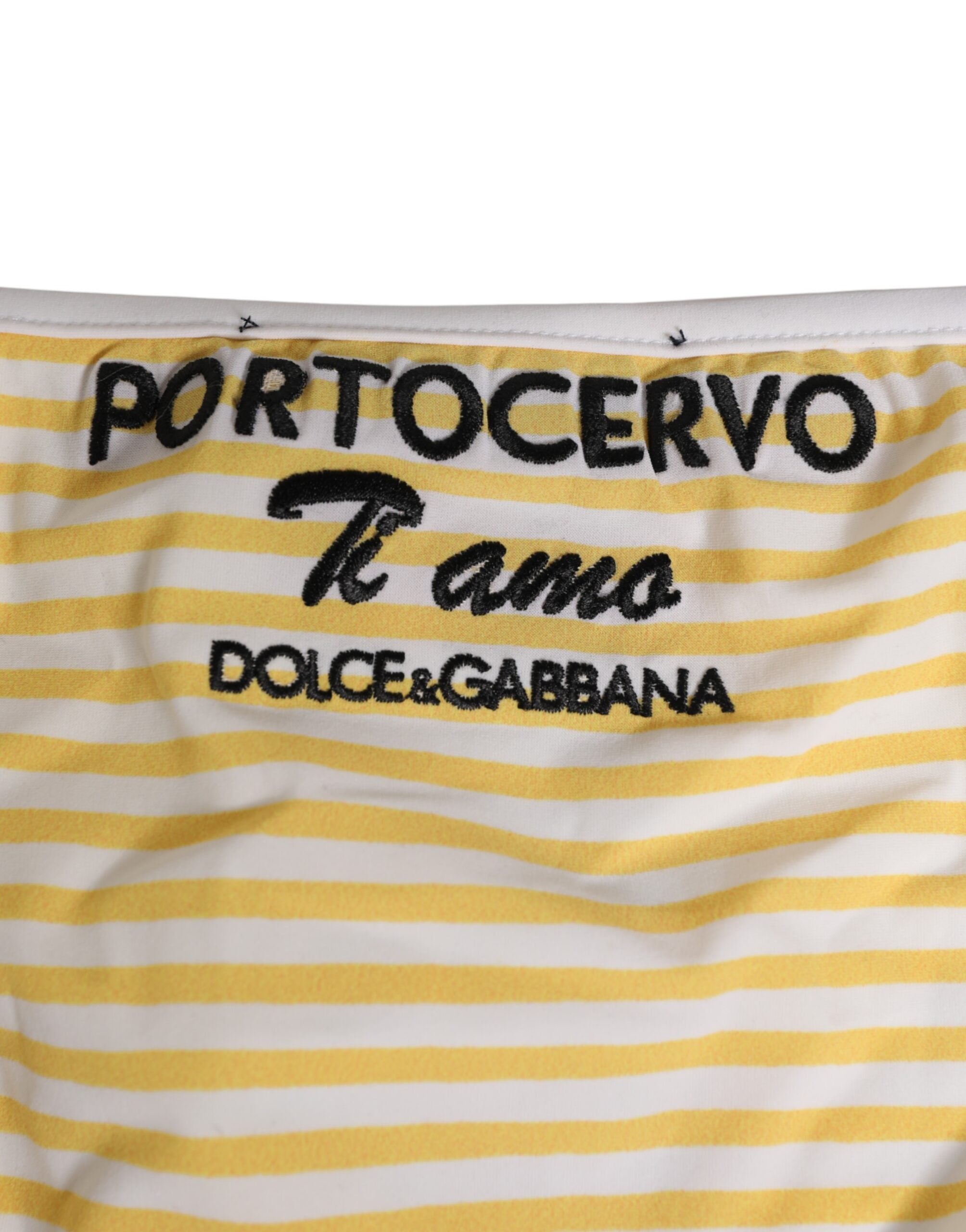 Dolce & Gabbana White Yellow Stripe Tie Side Logo Women's Underwear