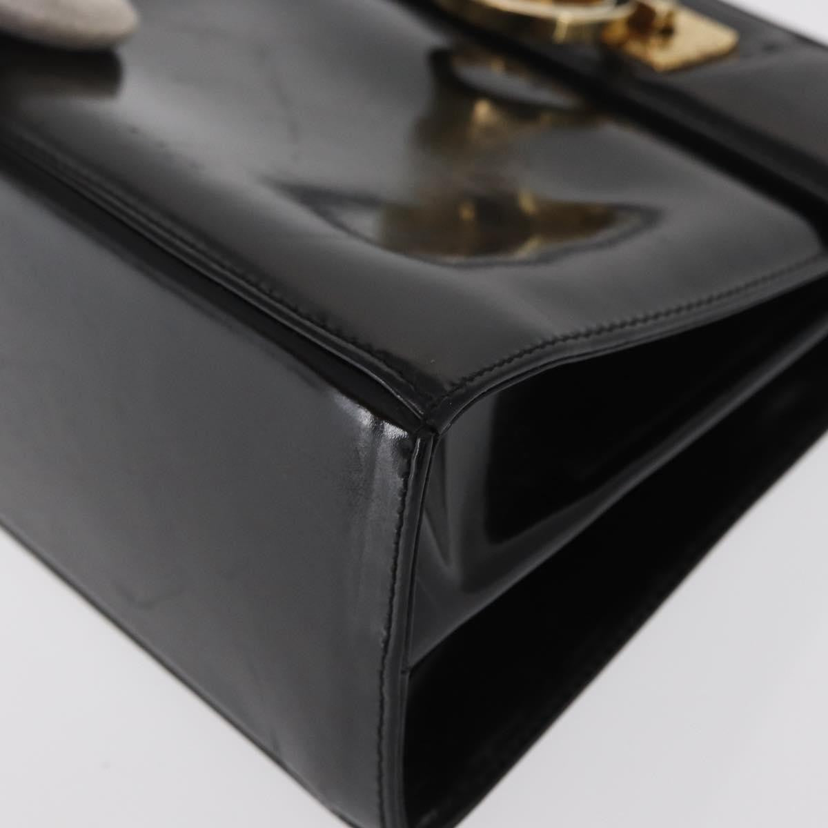 Salvatore Ferragamo Gancini Convertible Top Handle Patent Leather Black Patent_Leather Handbag (Pre-Owned)