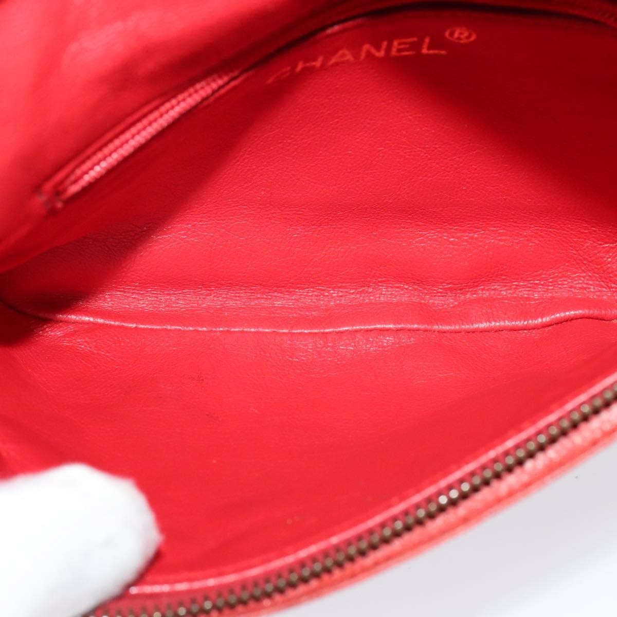 Chanel Vintage Zip Belt Quilted Caviar Red Leather Shoulder Bag Bag (Pre-Owned)