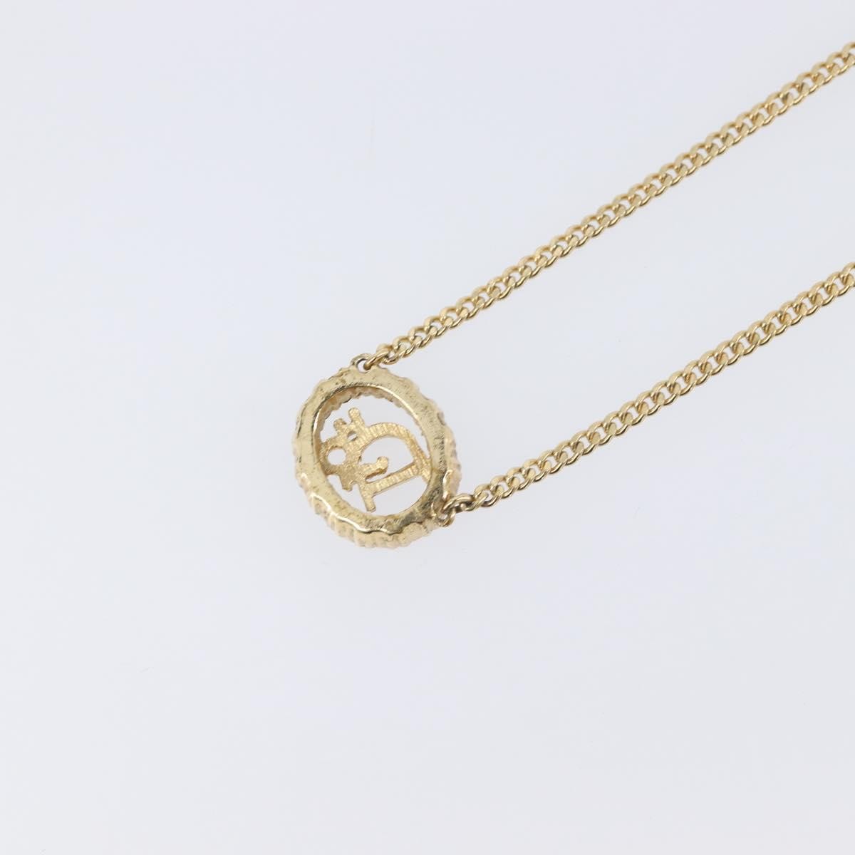 Christian Dior Vintage Logo Pendant Metal Gold Metal Necklace Jewelry (Pre-Owned)