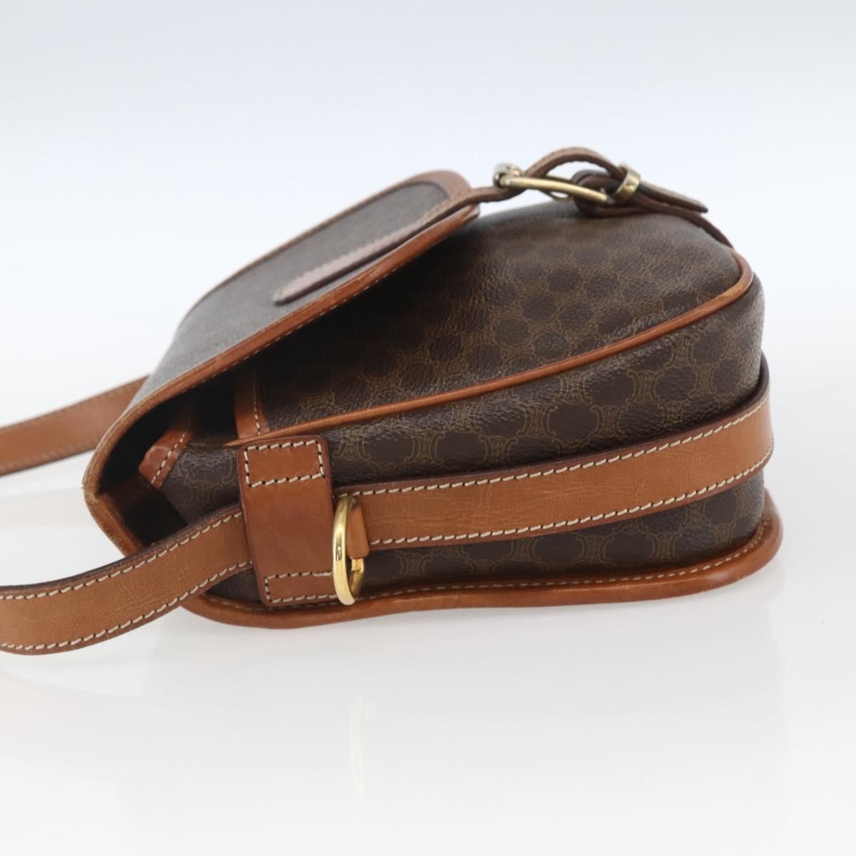 Celine Vintage Macadam Canvas And Leather Brown Canvas Shoulder Bag Bag (Pre-Owned)