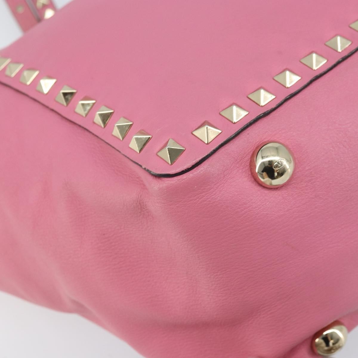 Valentino Garavani Rockstud Tote Soft Leather Pink Leather Tote Bag Bag (Pre-Owned)