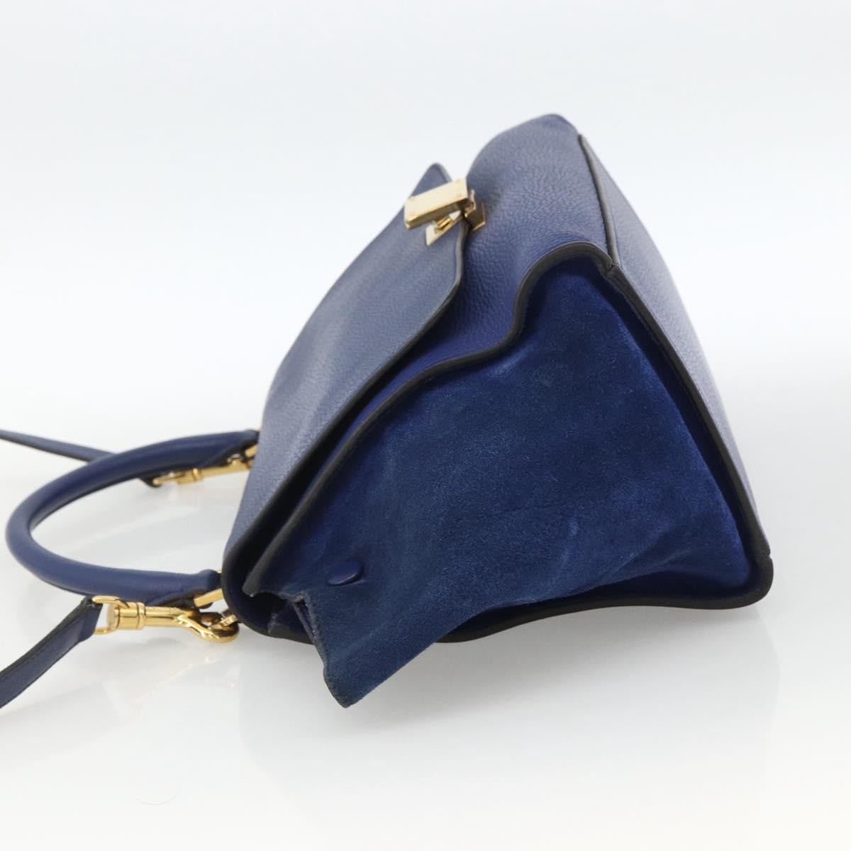 Celine Trapeze Leather With Suede Blue Leather Handbag (Pre-Owned)