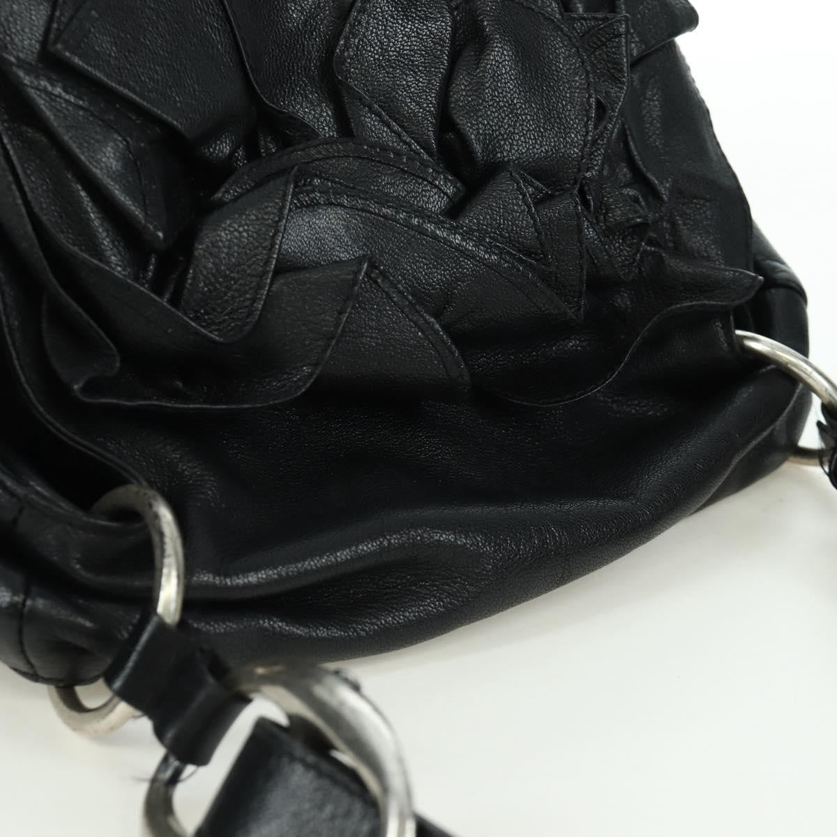 Saint Laurent Vintage Shoulder Bag Leather Black Leather Shoulder Bag Bag (Pre-Owned)
