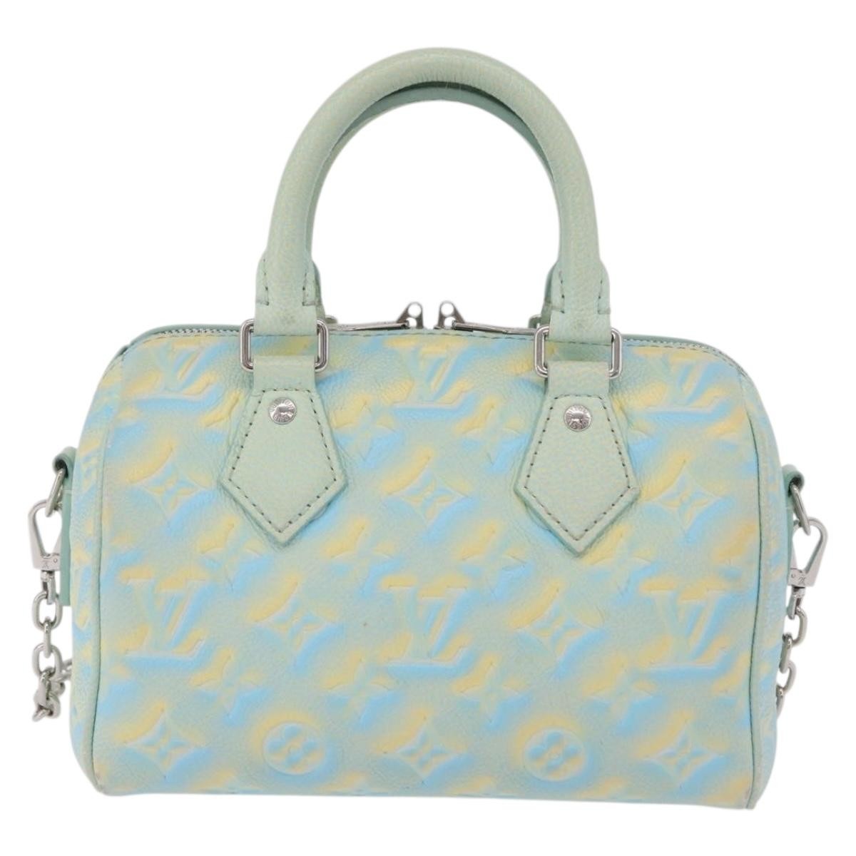 Louis Vuitton Speedy Bandouliere Stardust Monogram Empreinte Leather Green Leather Handbag (Pre-Owned)