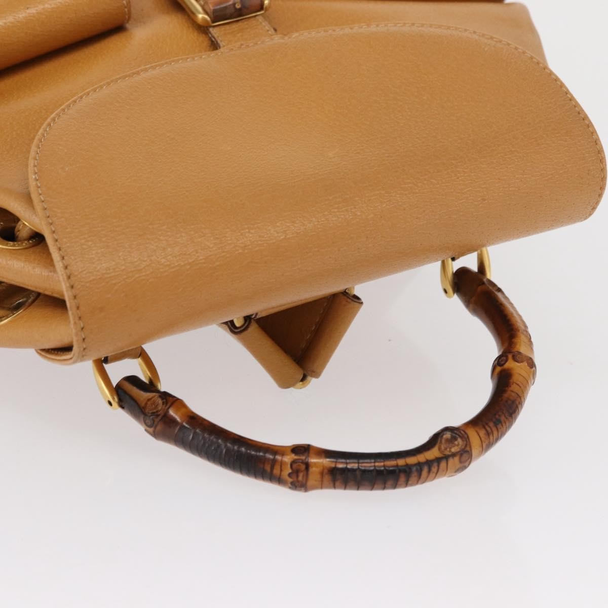 Gucci Vintage Bamboo Leather Brown Leather Backpack Bag (Pre-Owned)