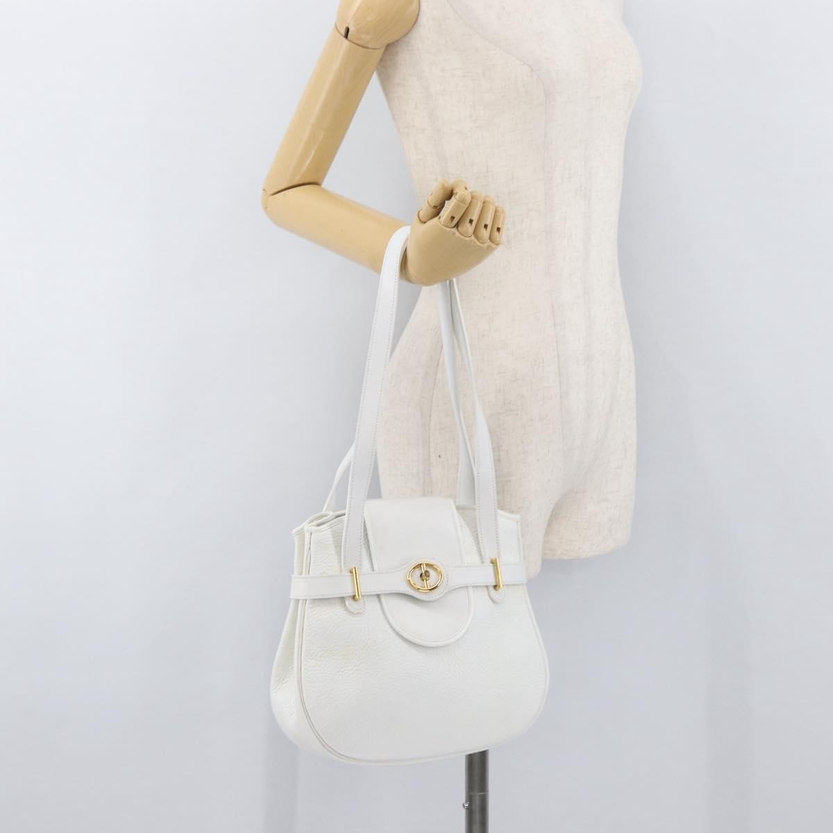 Christian Dior Vintage Leather White_Gold Leather Shoulder Bag Bag (Pre-Owned)