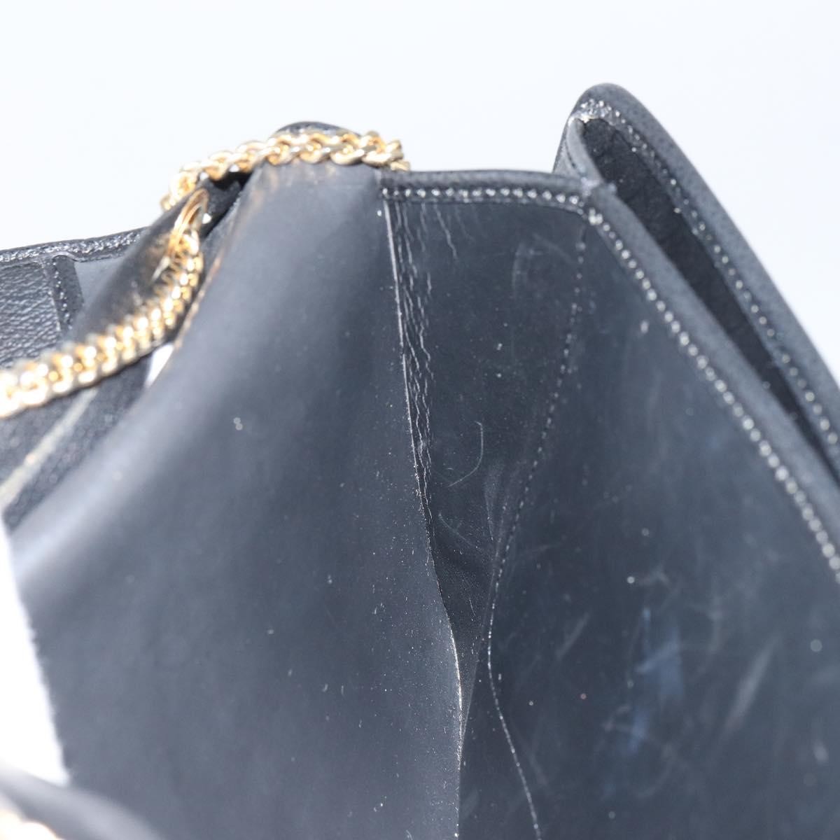 Christian Dior Vintage Chain Flap Leather Black Leather Shoulder Bag Bag (Pre-Owned)