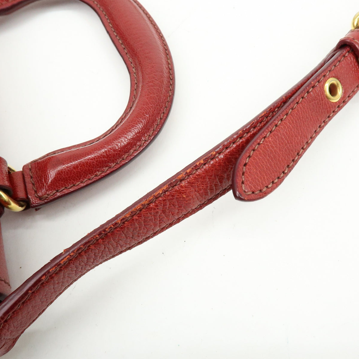 Miu Miu Madras Top Handle Leather Red Leather Handbag (Pre-Owned)