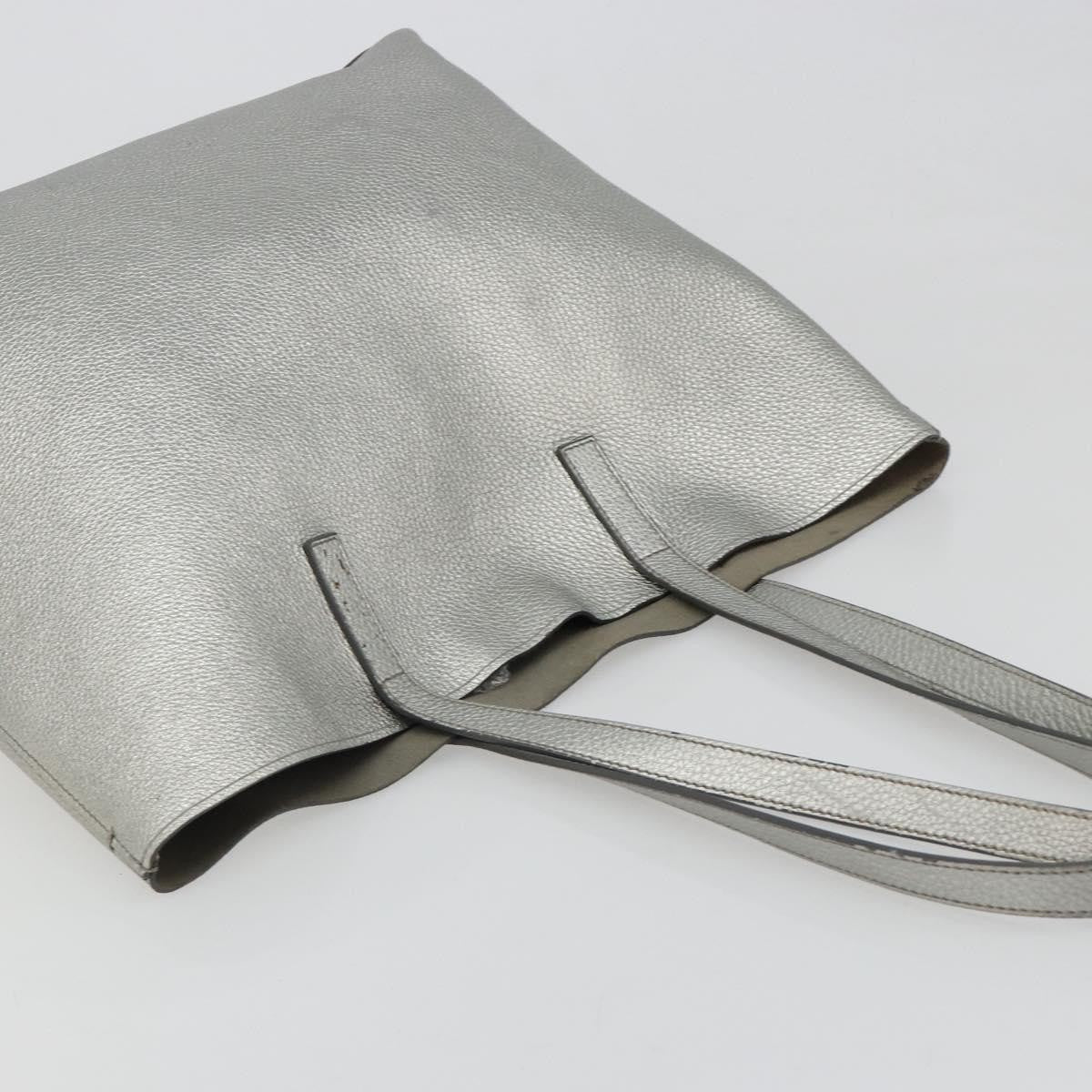 Prada Vintage Tote Leather Silver Leather Tote Bag Bag (Pre-Owned)