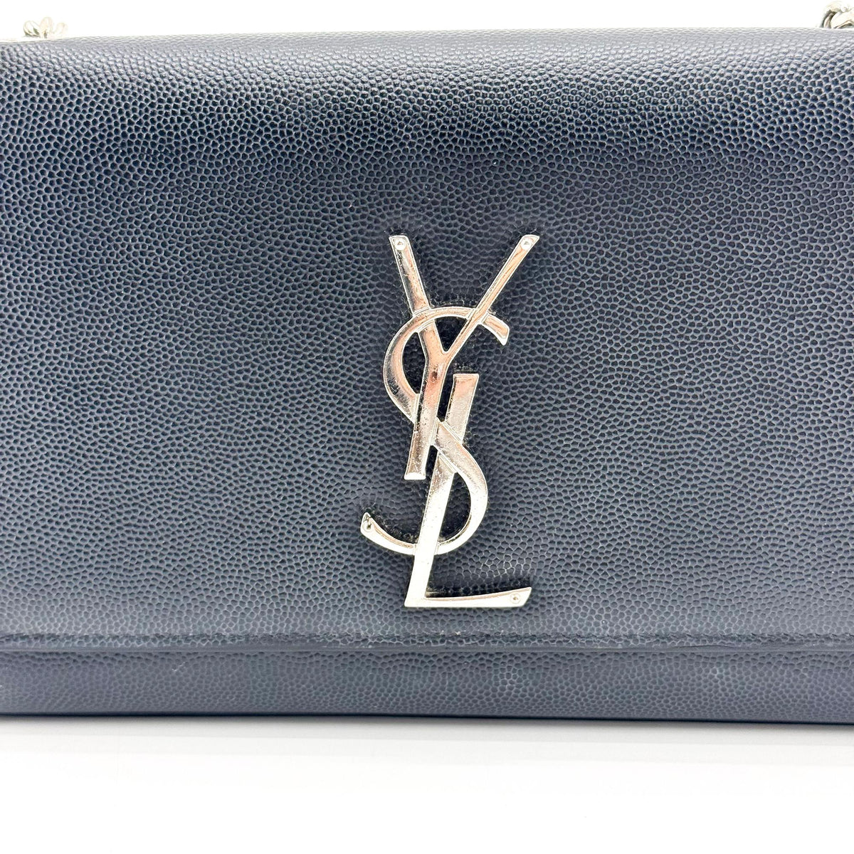 Saint Laurent Classic Monogram Grainy Leather Black Leather Crossbody Bag Bag (Pre-Owned)