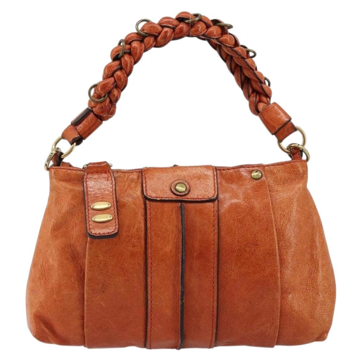 Chloe Heloise Zip Tote Leather Orange Leather Handbag (Pre-Owned)