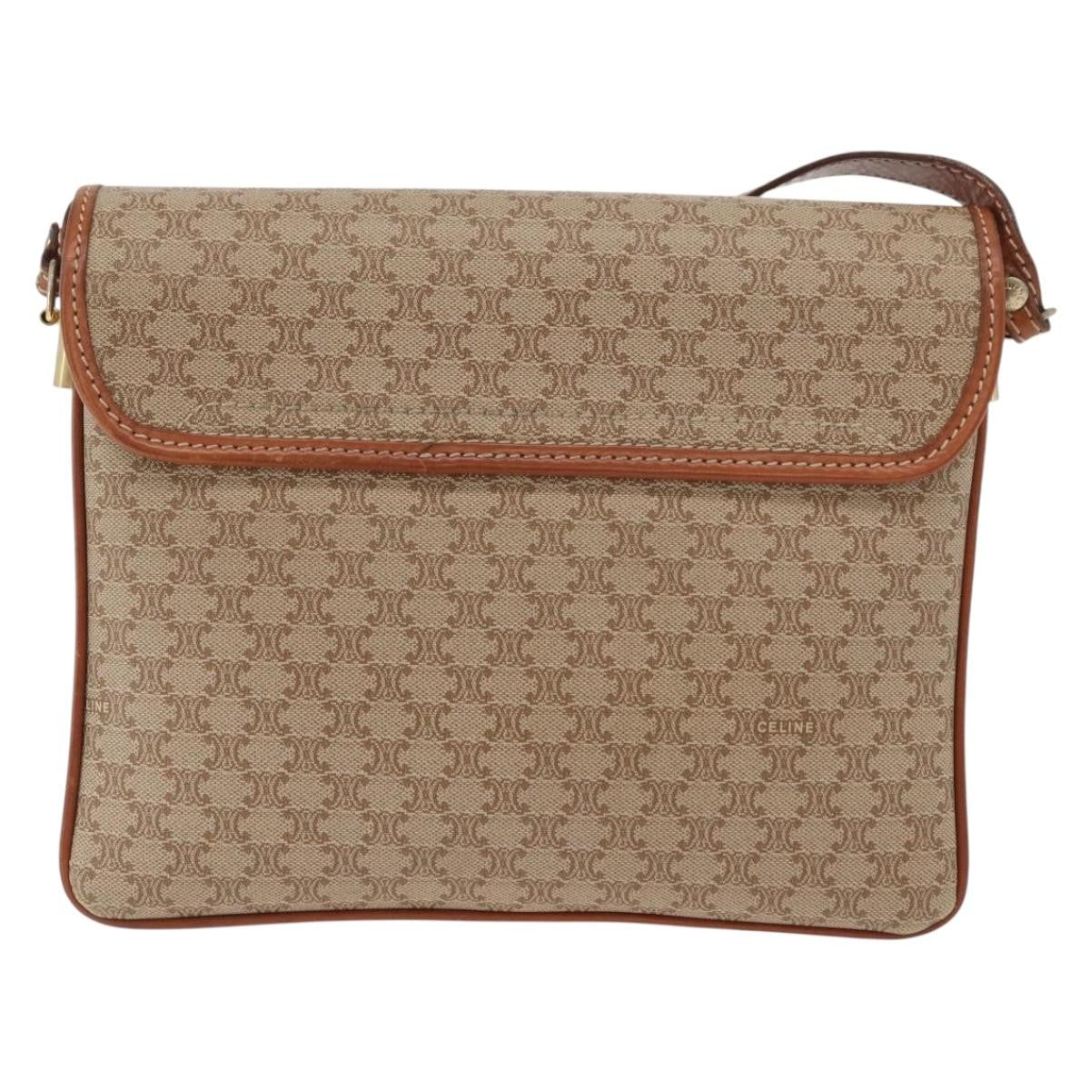 Celine Vintage Macadam Canvas And Leather Beige Canvas Shoulder Bag Bag (Pre-Owned)