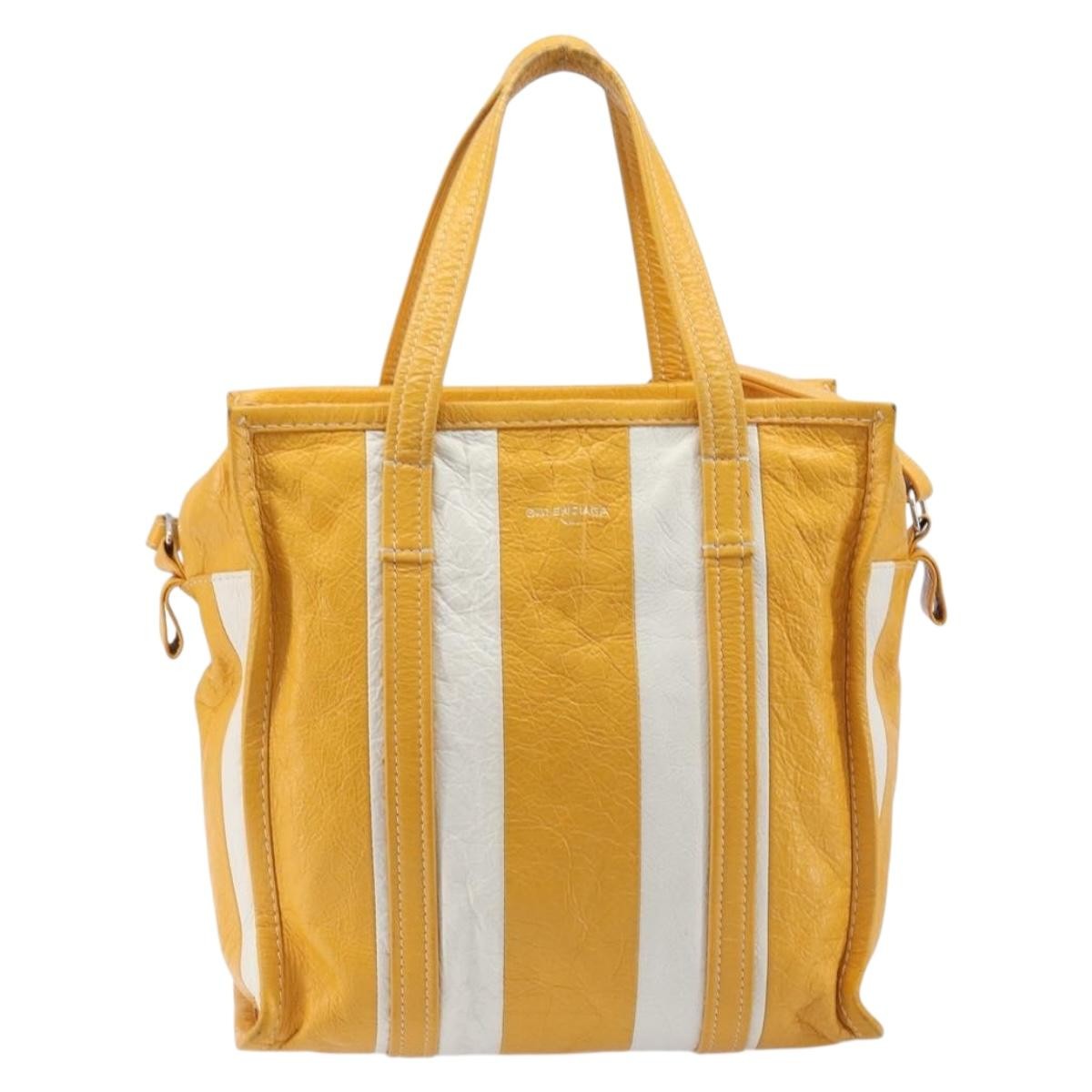 Balenciaga Bazar Leather Yellow Leather Tote Bag Bag (Pre-Owned)