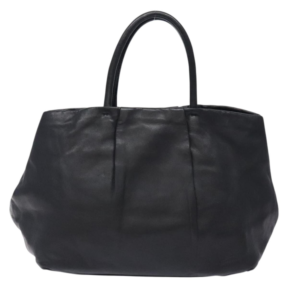 Prada Bow Tote Leather Black Leather Tote Bag Bag (Pre-Owned)
