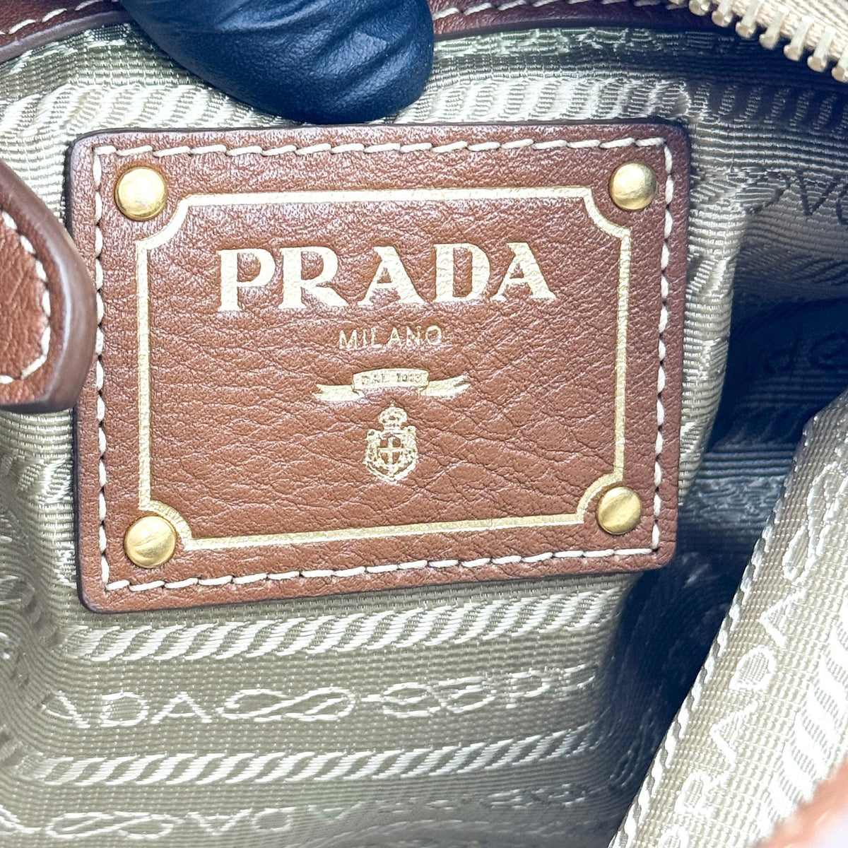 Prada Logo Canvas Beige Canvas Crossbody Bag Bag (Pre-Owned)
