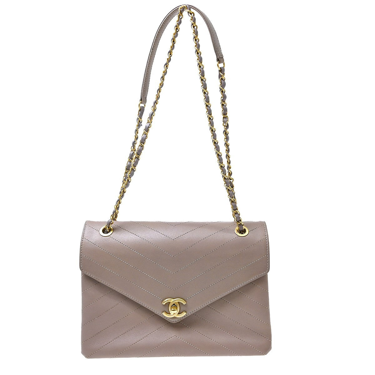 Chanel Envelope Compartment Flap Chevron Calfskin Purple Leather Crossbody Bag Bag (Pre-Owned)