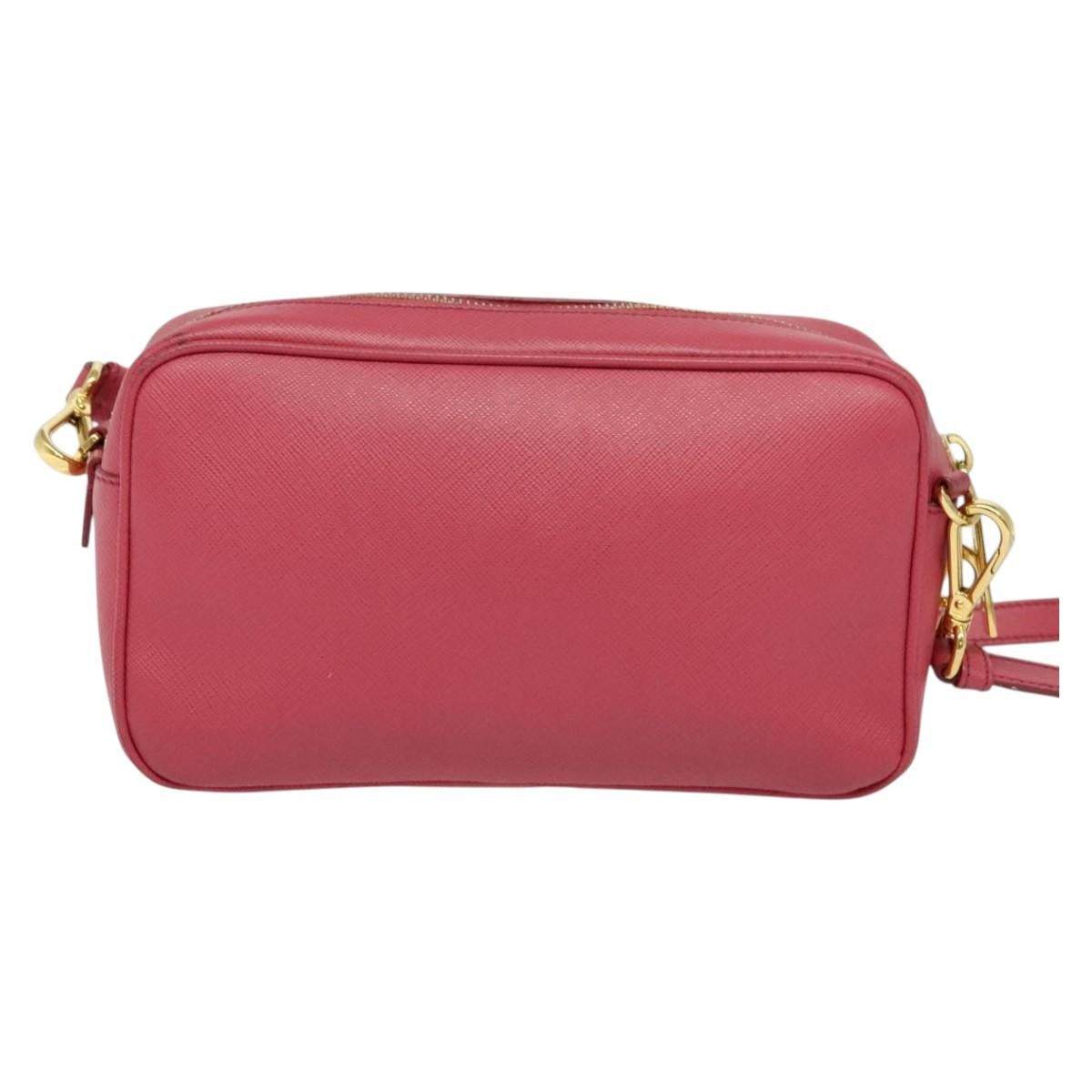 Prada Front Pocket Saffiano Leather Pink Leather Shoulder Bag Bag (Pre-Owned)