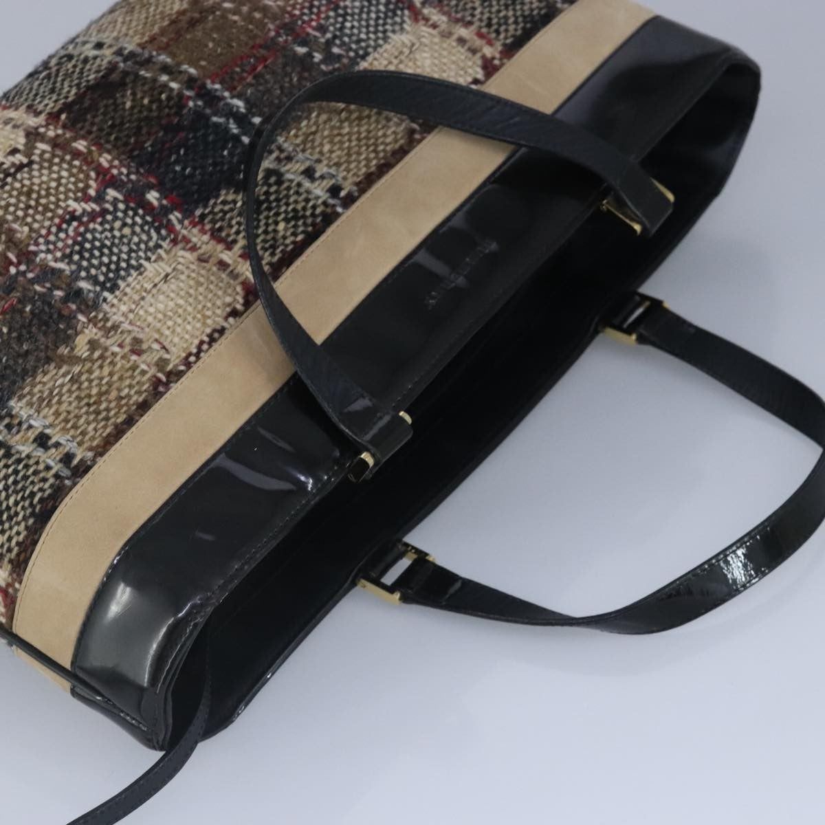 Burberry Nova Check Wool Beige Wool Handbag (Pre-Owned)