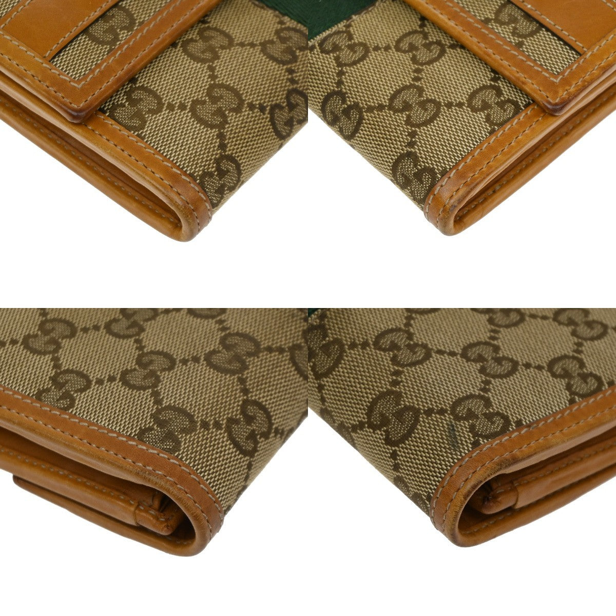 Gucci Vintage Horsebit Continental Gg Canvas And Leather Brown Canvas Wallets Accessory (Pre-Owned)