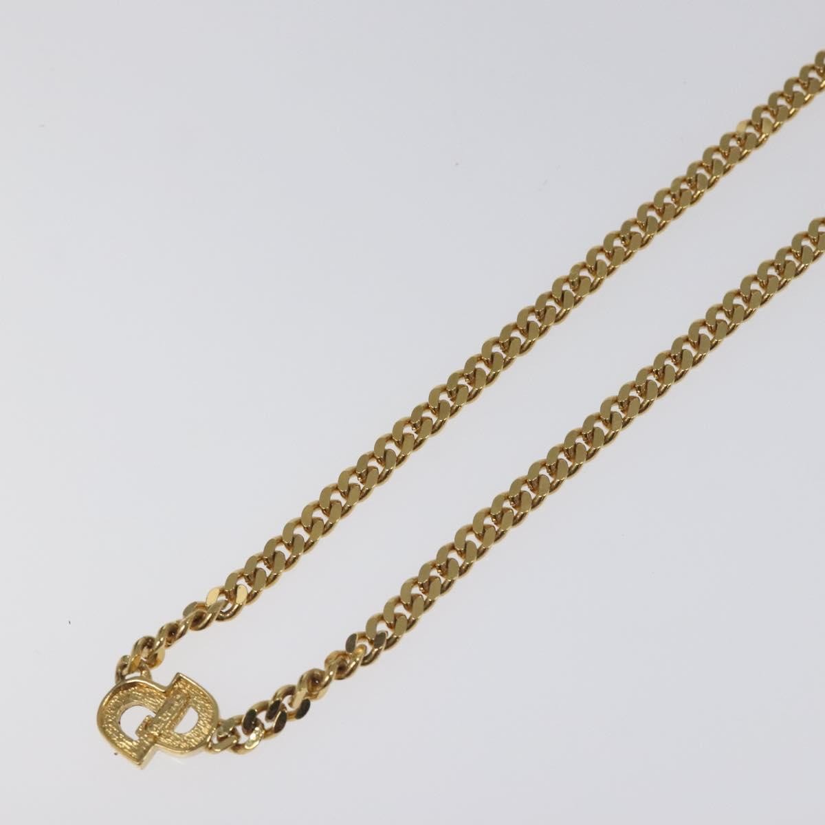 Christian Dior Cd Pendant Metal And Crystals Gold Metal Necklace Jewelry (Pre-Owned)