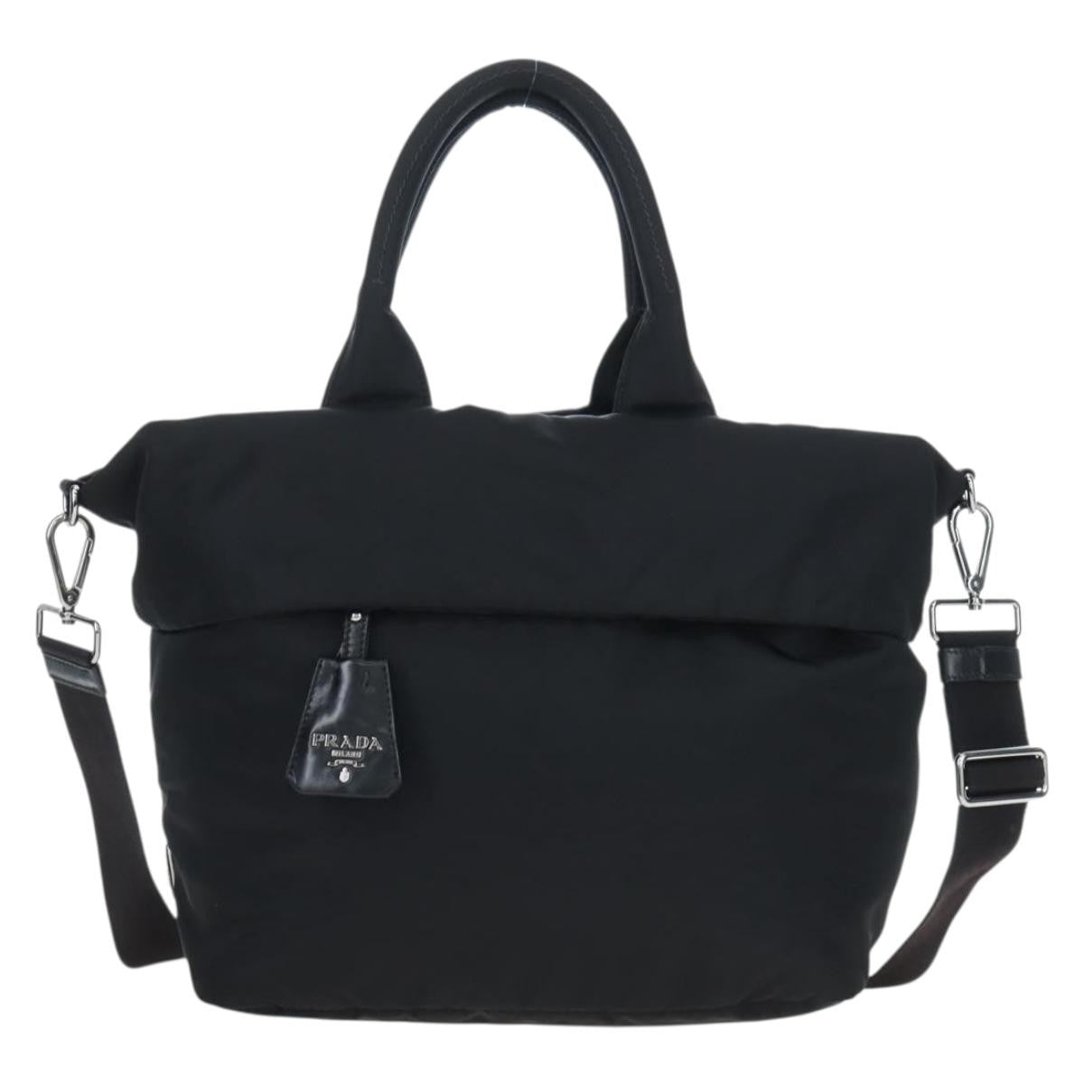 Prada Reversible Tote Nylon Black Nylon Handbag (Pre-Owned)