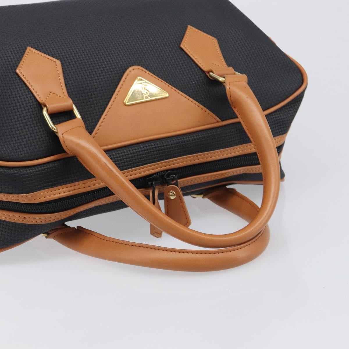 Saint Laurent Boston Bag Canvas Black Canvas Handbag (Pre-Owned)