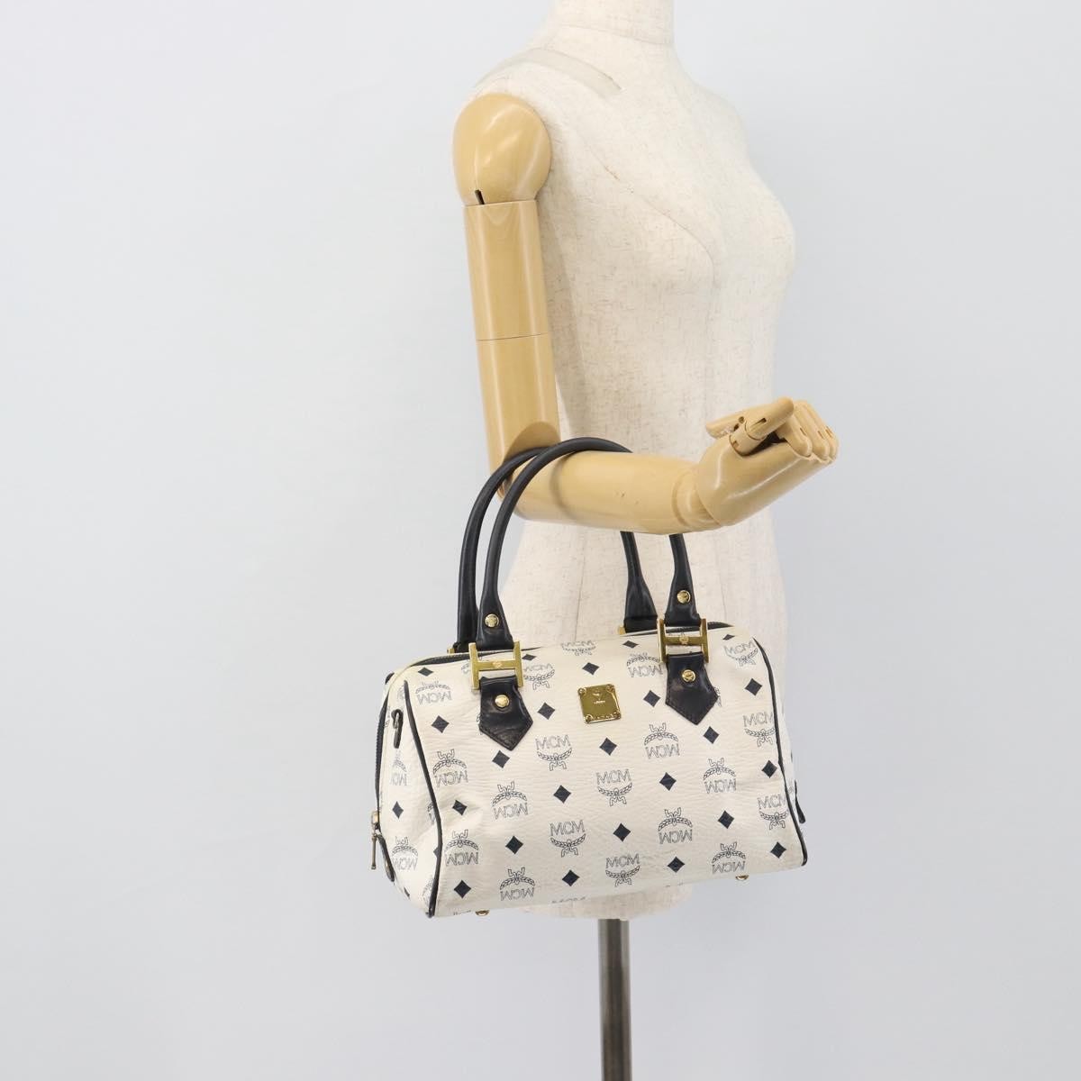 MCM Visetos Logogramme Leather White Leather Handbag (Pre-Owned)