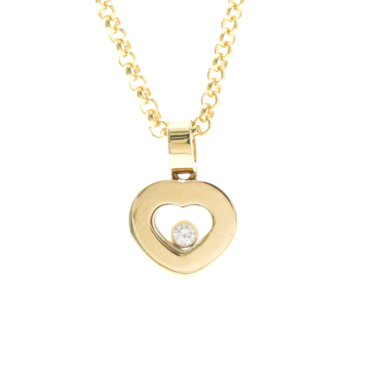 Chopard Happy Diamonds Heart Pendant 18K Yellow Gold With 1 Floating Diamond Gold Yellow_Gold Necklace Jewelry (Pre-Owned)