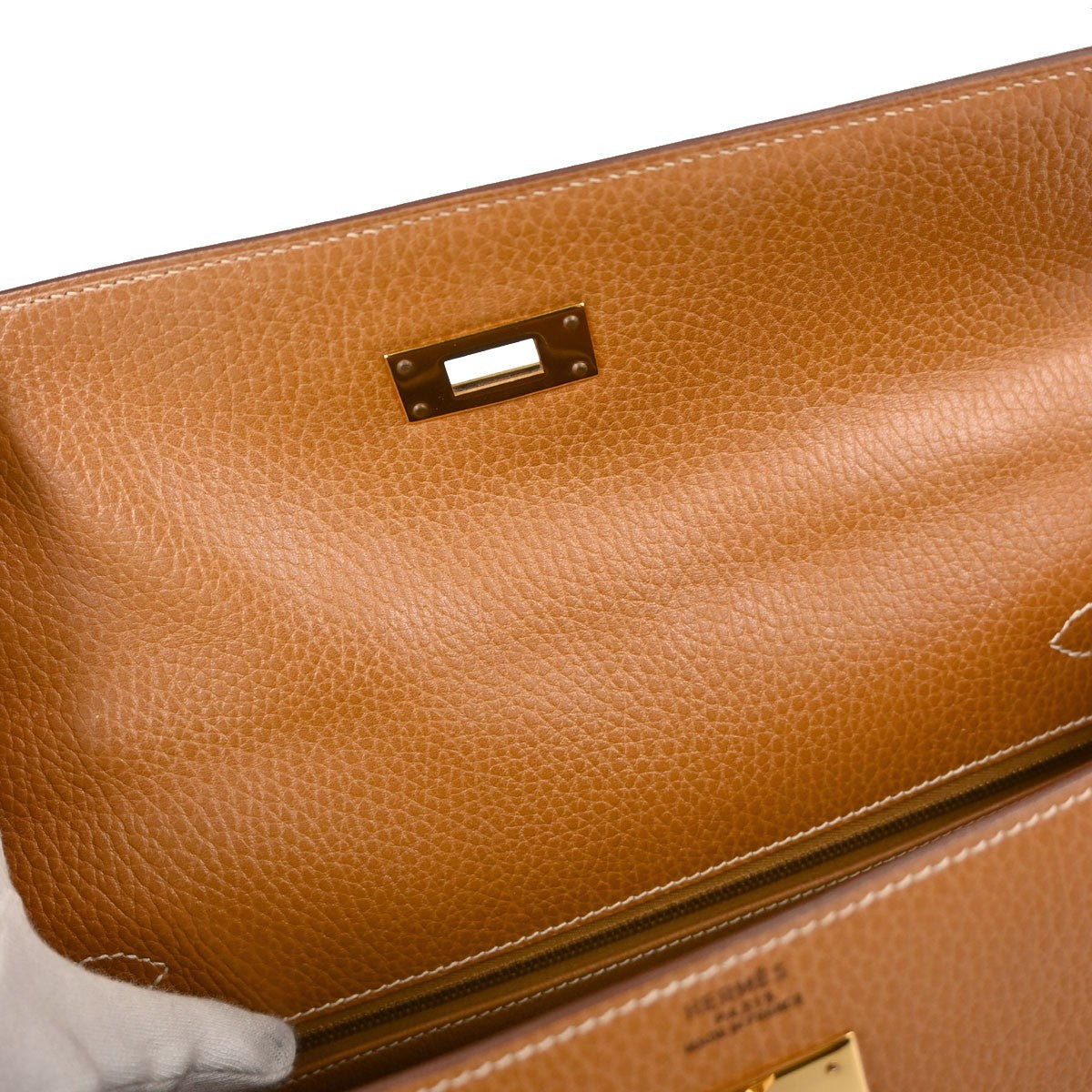 Hermes Kelly Brown Ardennes With Gold Hardware Brown Leather Handbag (Pre-Owned)