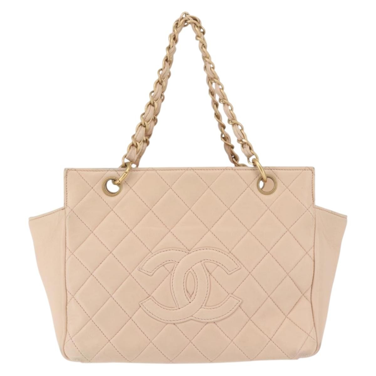 Chanel Petite Timeless Tote Quilted Calfskin Beige Leather Bag (Pre-Owned)