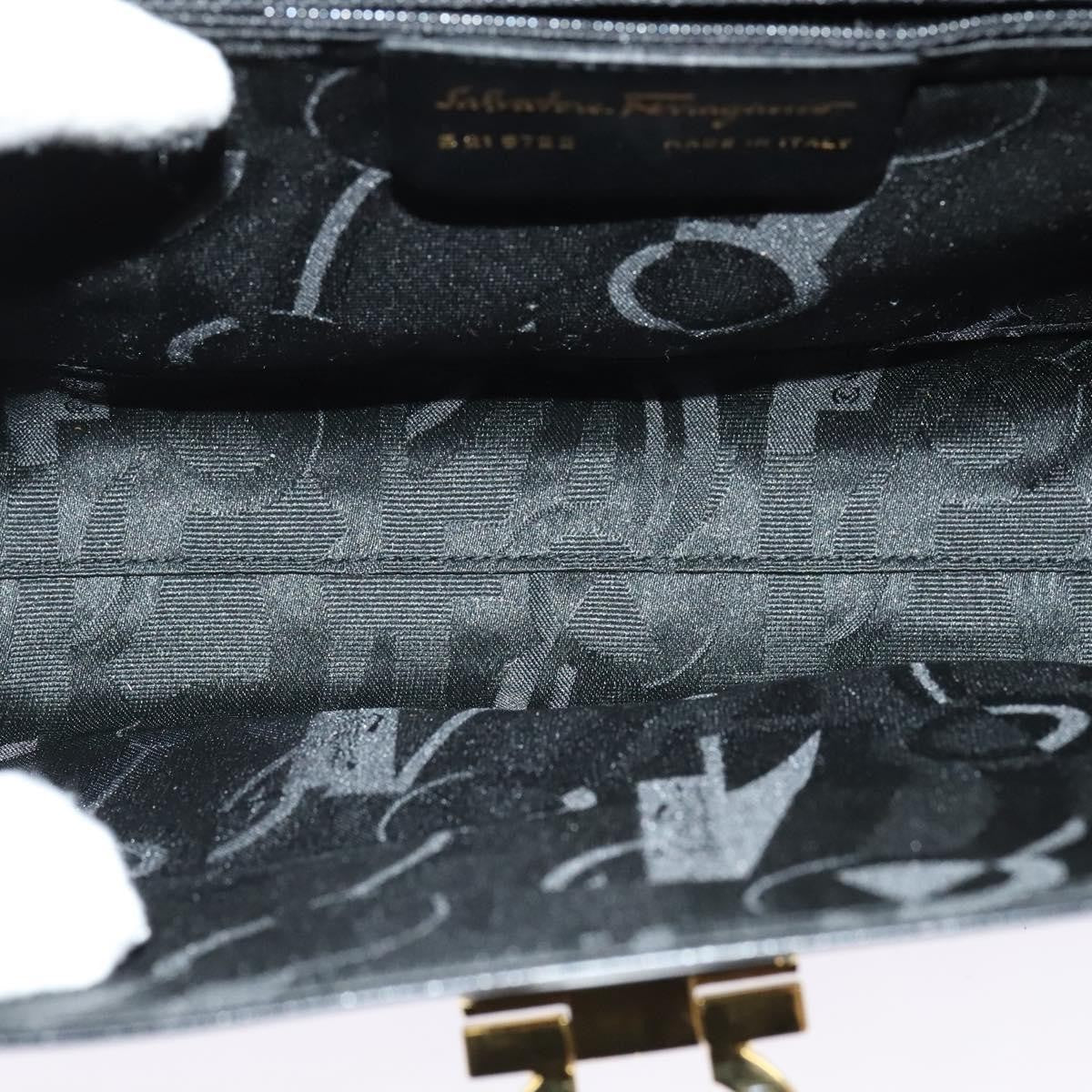 Salvatore Ferragamo Gancini Leather Black Leather Shoulder Bag Bag (Pre-Owned)